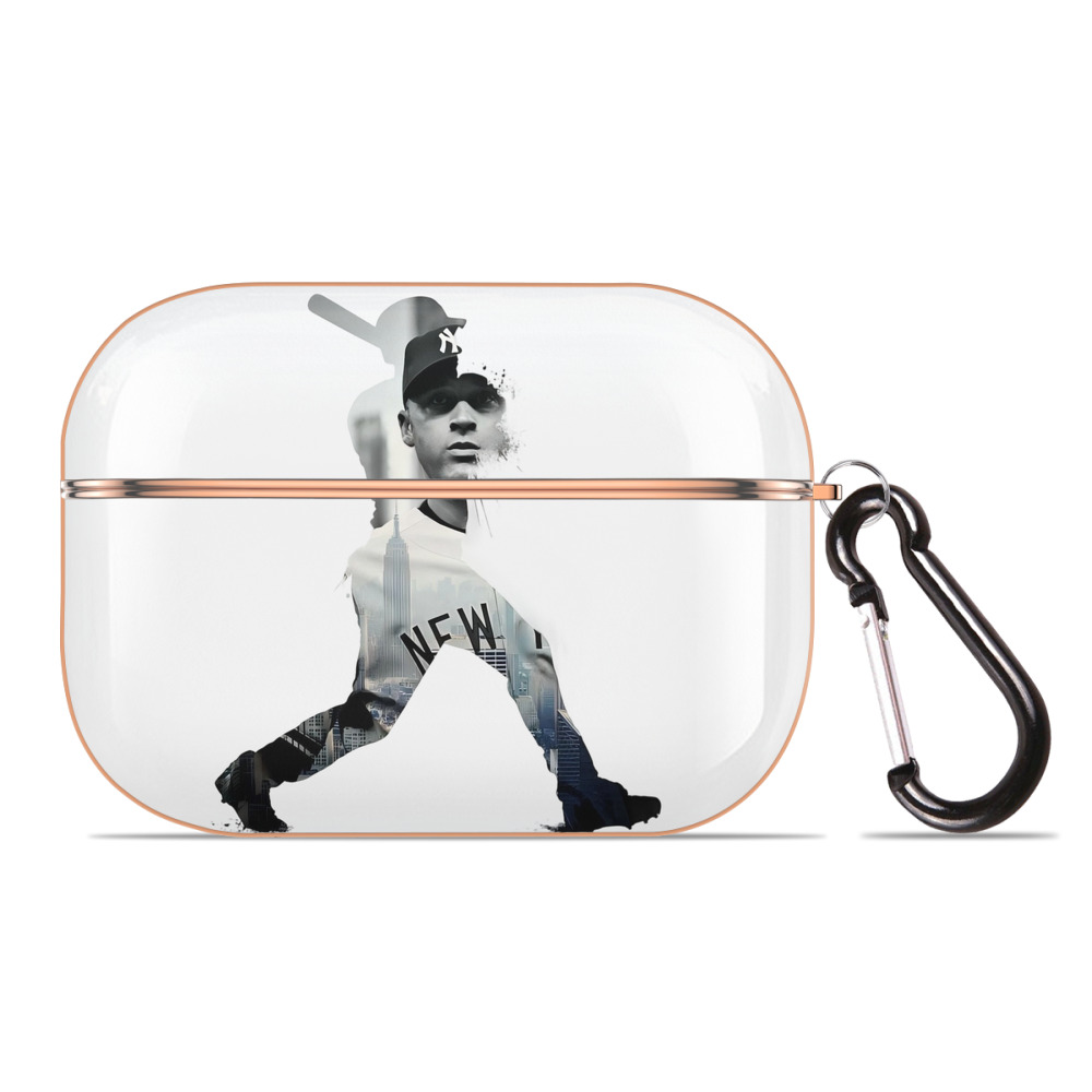 Derek Jeter 83 AirPods Pro Protective Case Rose Gold, Flexible PC Material, Precise Fit, Anti-Slip Cover, Full Protection, Fingerprint Resistant, Washable With Keychain