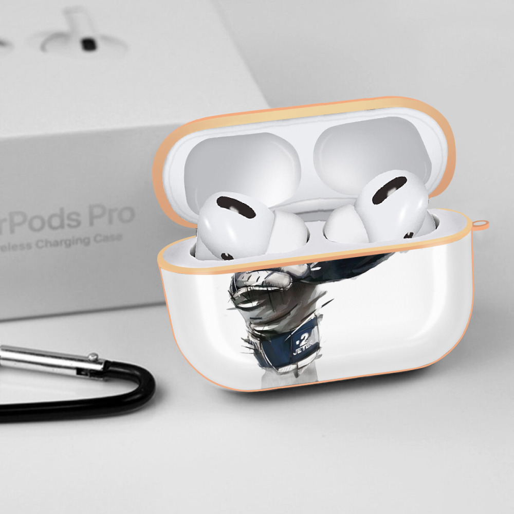 Derek Jeter 76 AirPods Pro Protective Case Rose Gold, Flexible PC Material, Precise Fit, Anti-Slip Cover, Full Protection, Fingerprint Resistant, Washable With Keychain