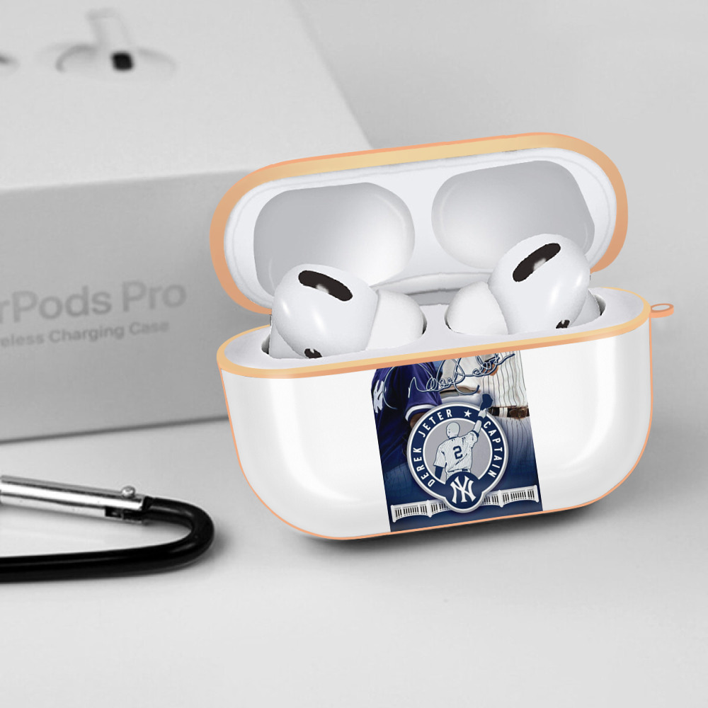 Derek Jeter 79 AirPods Pro Protective Case Rose Gold, Flexible PC Material, Precise Fit, Anti-Slip Cover, Full Protection, Fingerprint Resistant, Washable With Keychain