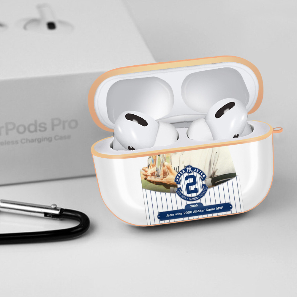 Derek Jeter 80 AirPods Pro Protective Case Rose Gold, Flexible PC Material, Precise Fit, Anti-Slip Cover, Full Protection, Fingerprint Resistant, Washable With Keychain
