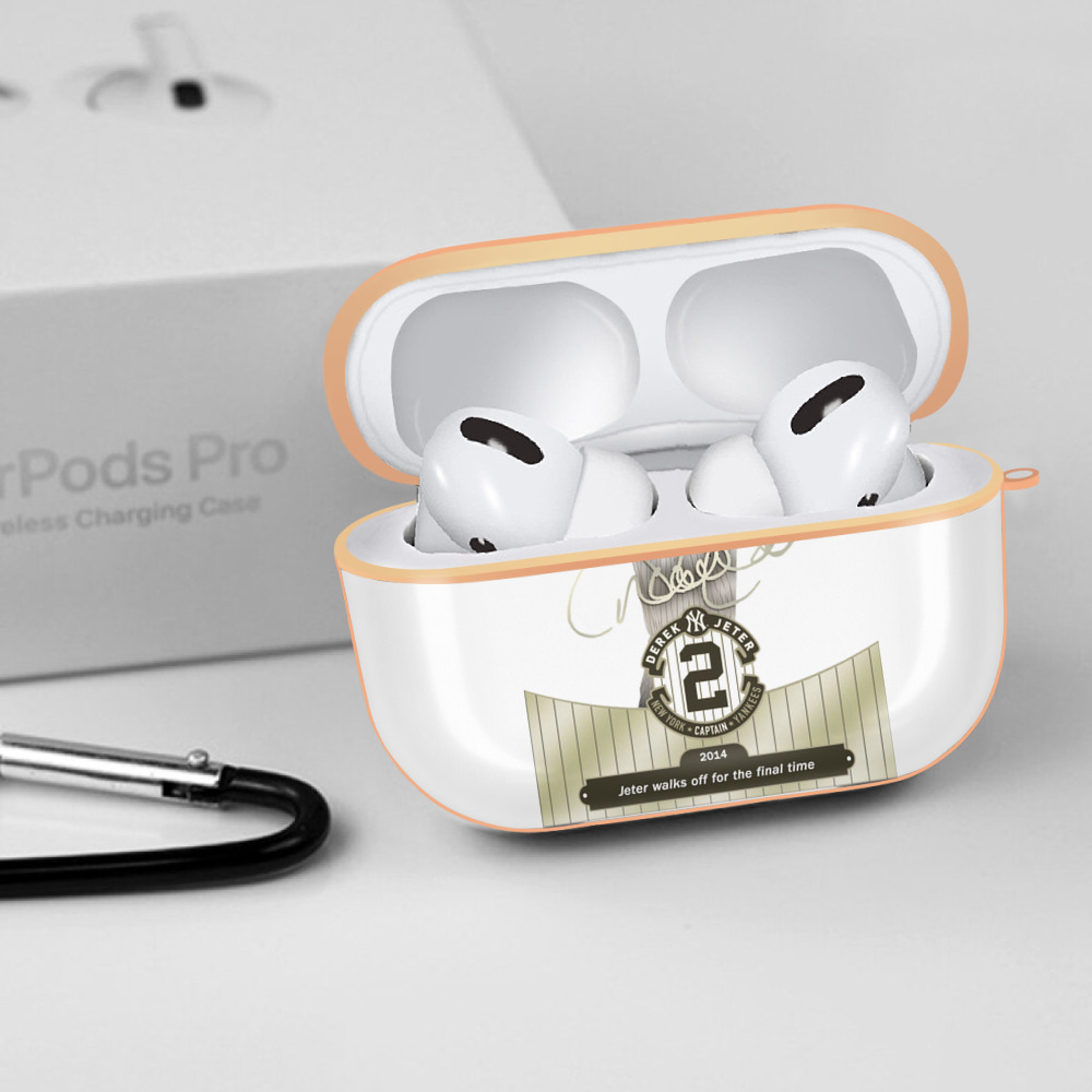Derek Jeter 81 AirPods Pro Protective Case Rose Gold, Flexible PC Material, Precise Fit, Anti-Slip Cover, Full Protection, Fingerprint Resistant, Washable With Keychain
