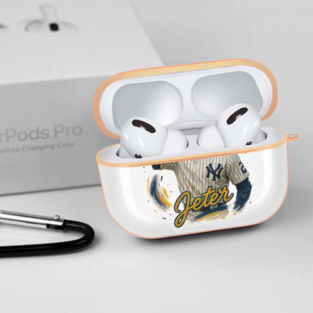 Derek Jeter 82 AirPods Pro Protective Case Rose Gold, Flexible PC Material, Precise Fit, Anti-Slip Cover, Full Protection, Fingerprint Resistant, Washable With Keychain