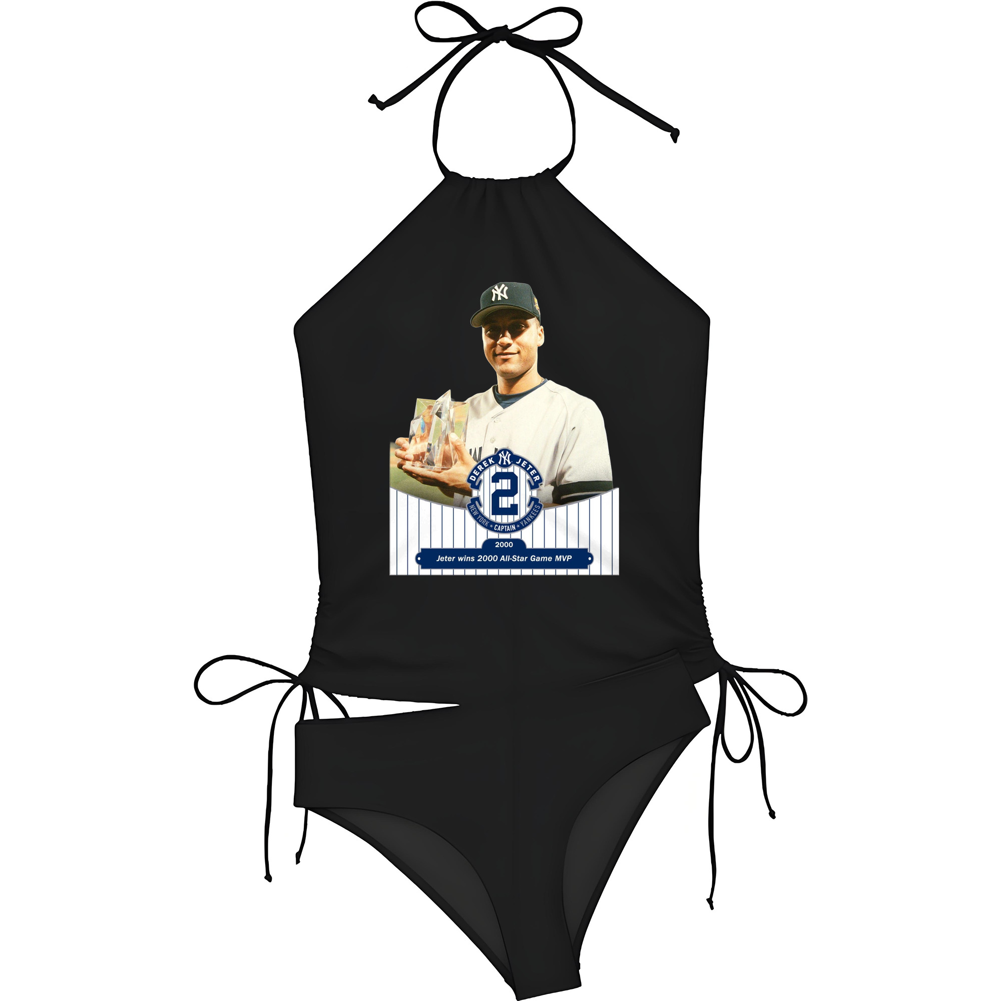 Derek Jeter 80 Women's Heat Transfer Printed Two-Piece Bikini Set – Sexy One-Shoulder Top & Triangle Bottom, Soft Nylon-Spandex, Perfect for Beach, Pool & Vacation