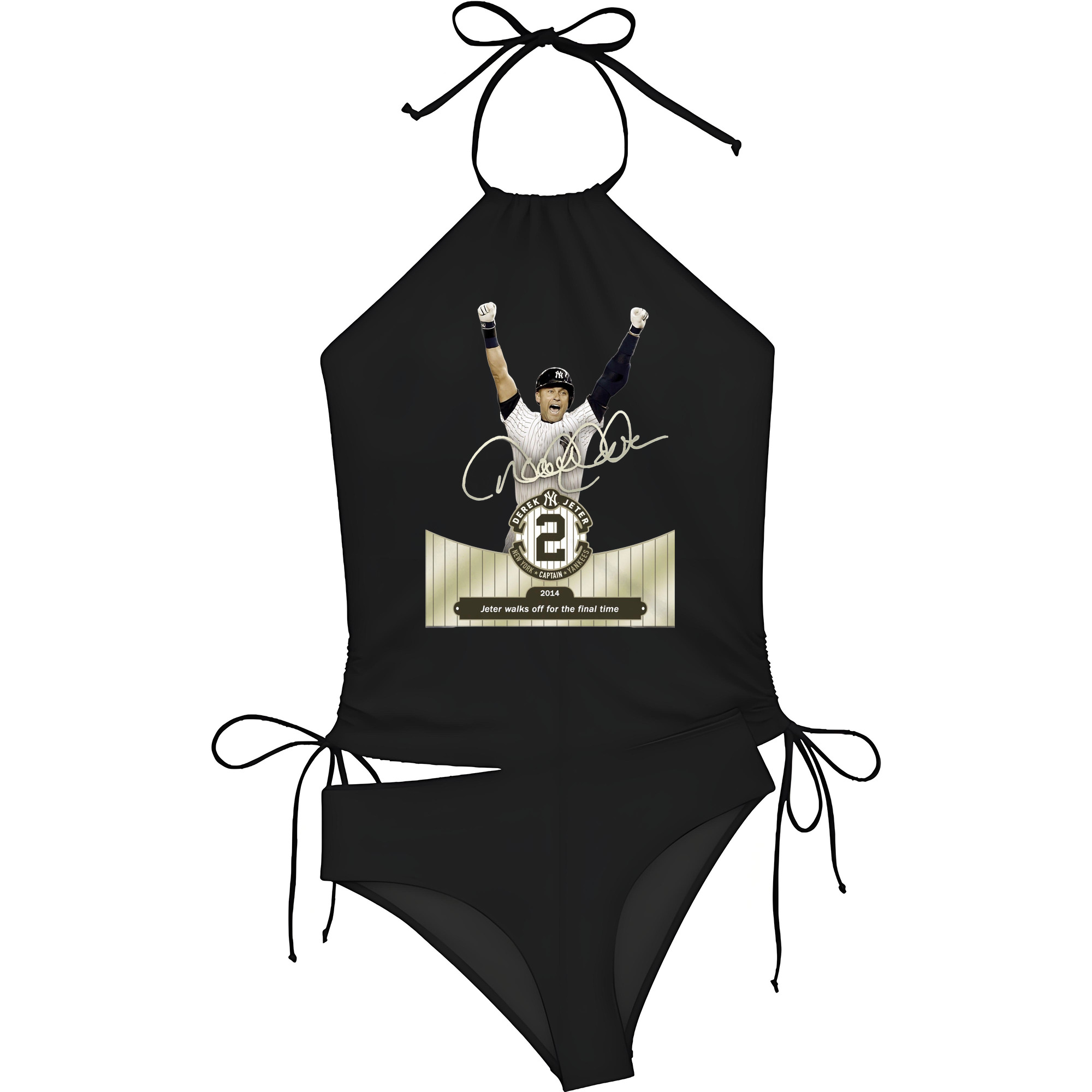 Derek Jeter 81 Women's Heat Transfer Printed Two-Piece Bikini Set – Sexy One-Shoulder Top & Triangle Bottom, Soft Nylon-Spandex, Perfect for Beach, Pool & Vacation