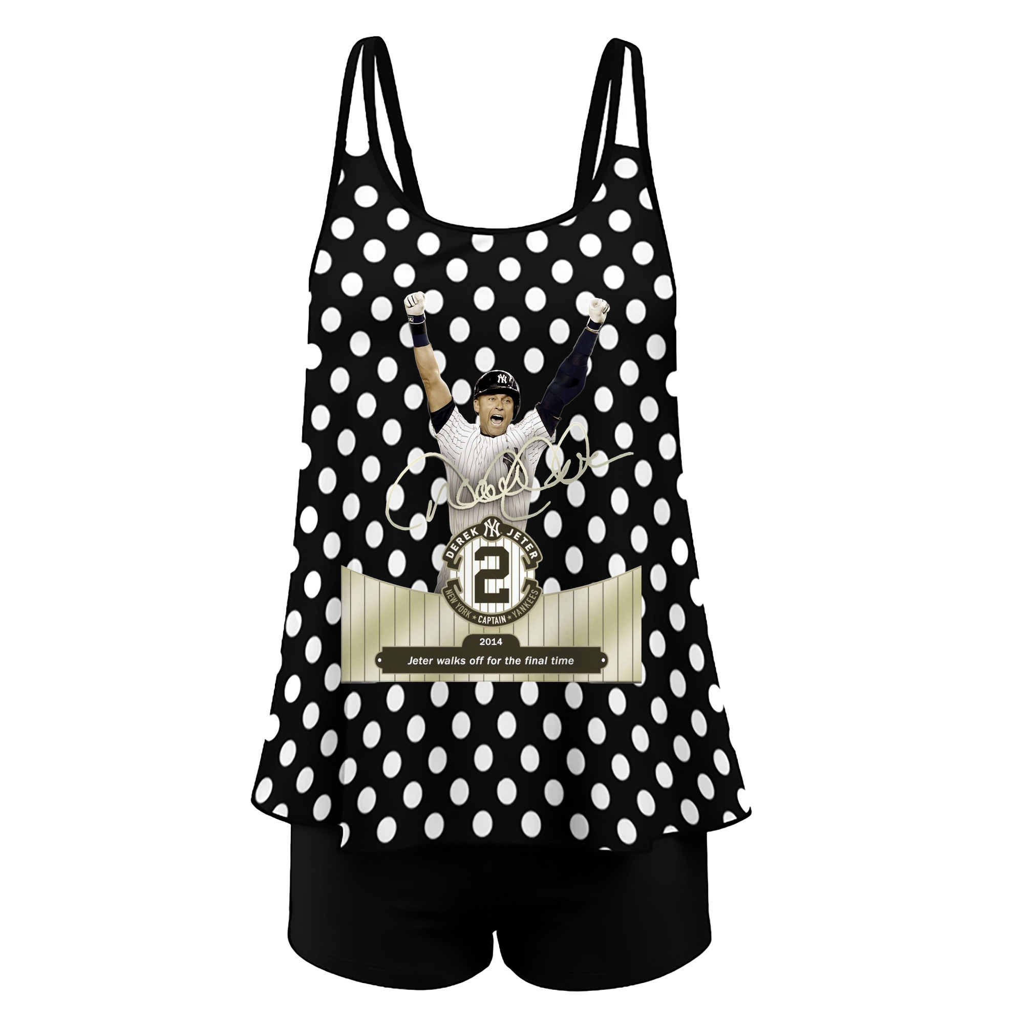 Derek Jeter 81 Women’s Heat Transfer Printed Two-Piece Swimsuit Set – Sexy Double Strap Bandeau Top & Boyshort Bottoms, Soft Nylon-Spandex, Perfect for Beach, Pool & Vacation