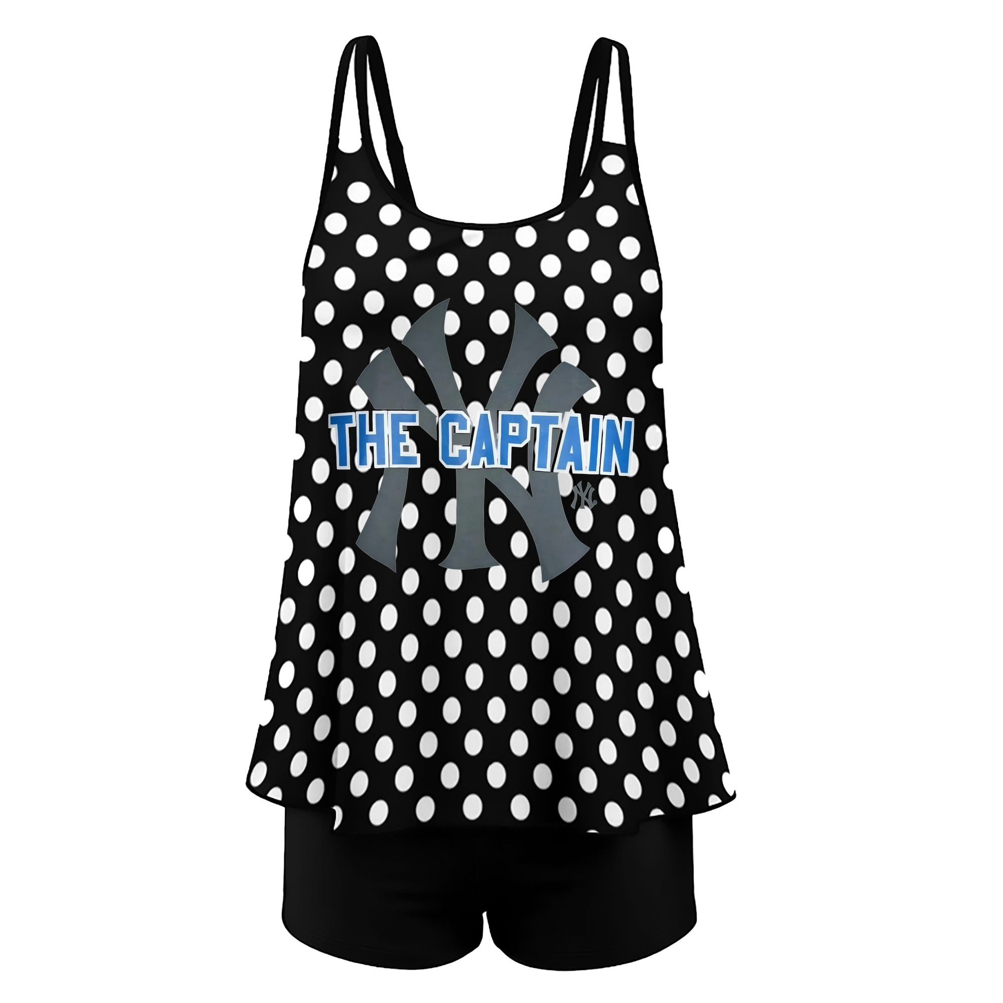 Derek Jeter 84 Women’s Heat Transfer Printed Two-Piece Swimsuit Set – Sexy Double Strap Bandeau Top & Boyshort Bottoms, Soft Nylon-Spandex, Perfect for Beach, Pool & Vacation