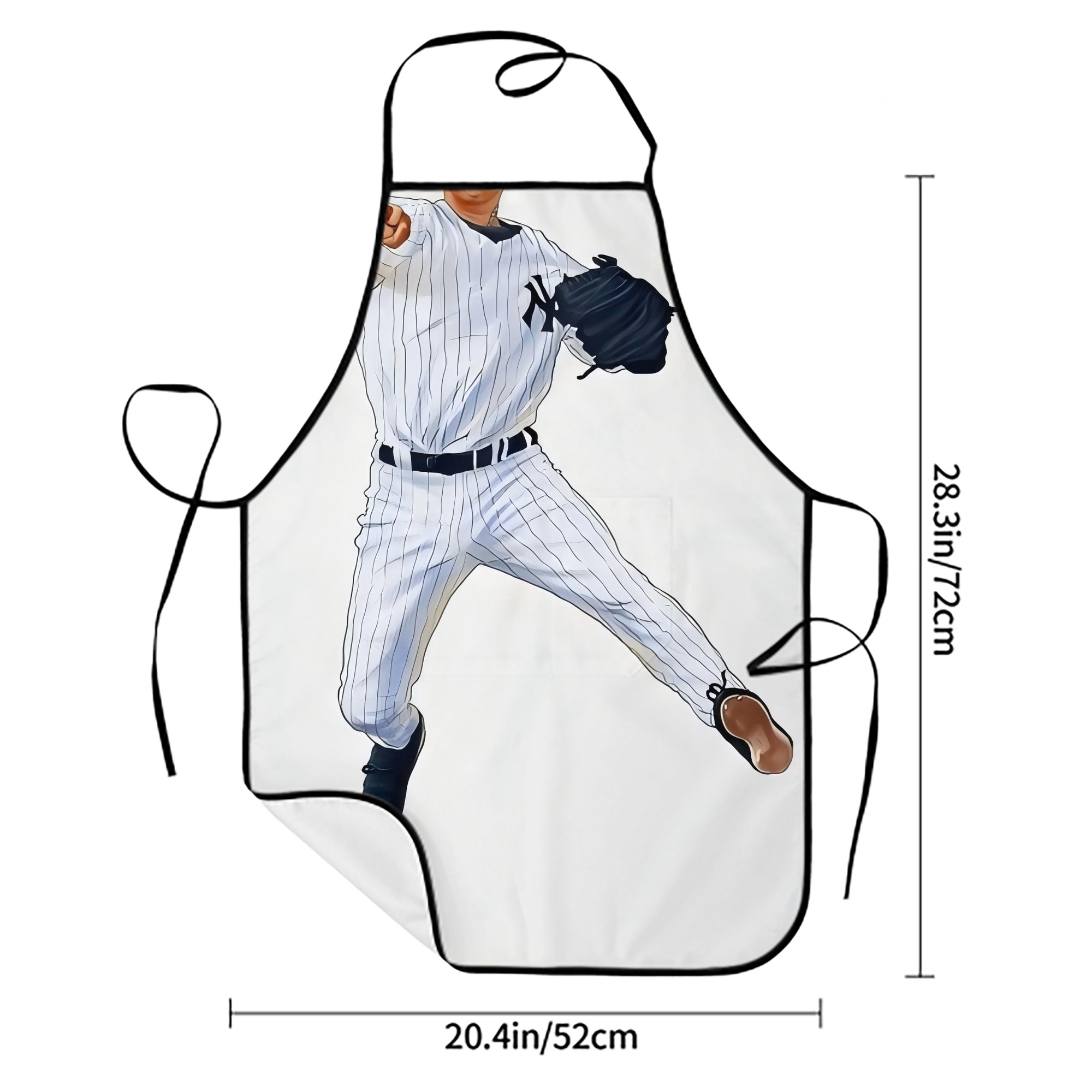 Derek Jeter 17 Stain-Resistant Polyester Apron With Pocket – Full Print, Waterproof, Anti-Wrinkle, Anti-Pilling – Ideal For Kitchen, BBQ, Restaurant, Salon & More