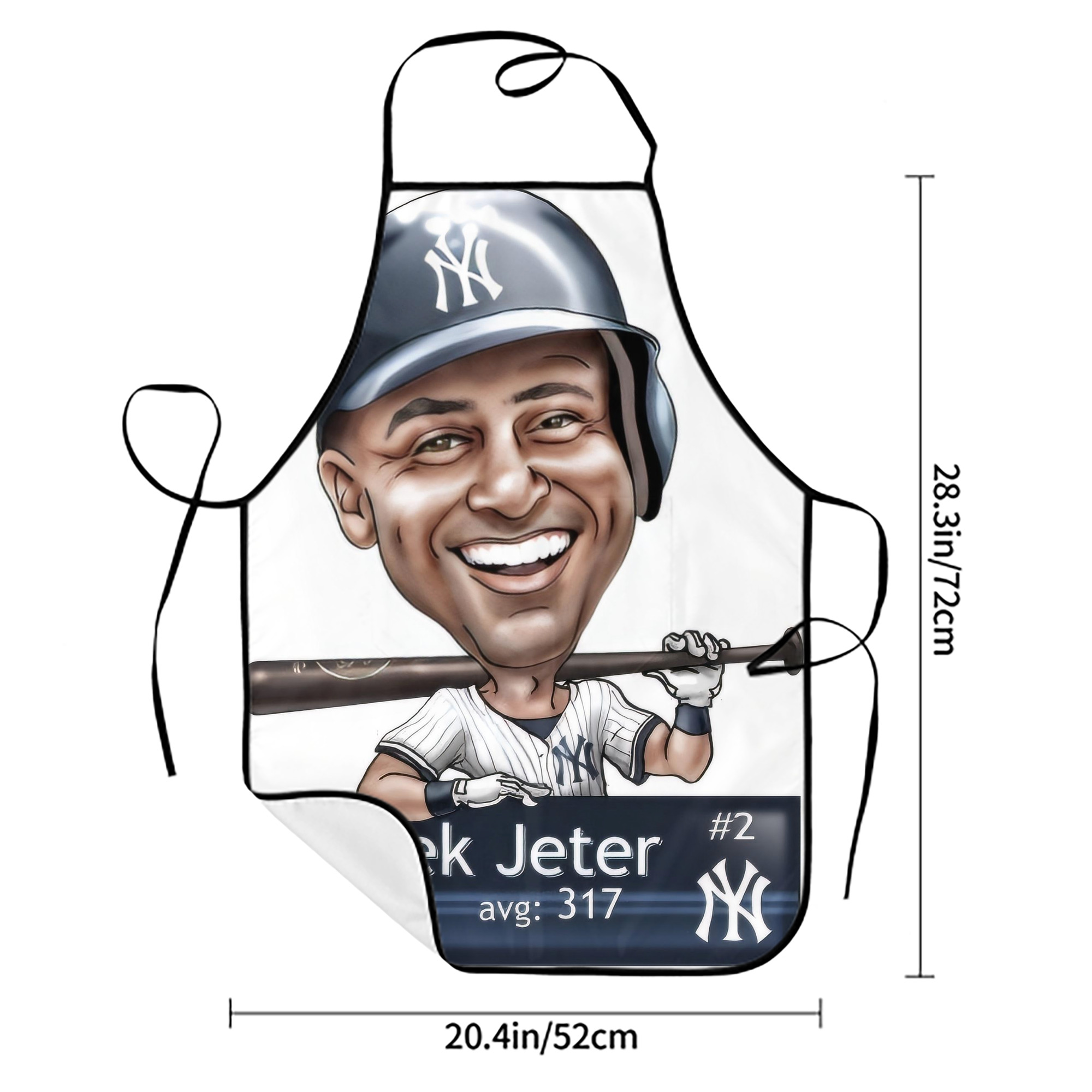 Derek Jeter 18 Stain-Resistant Polyester Apron With Pocket – Full Print, Waterproof, Anti-Wrinkle, Anti-Pilling – Ideal For Kitchen, BBQ, Restaurant, Salon & More