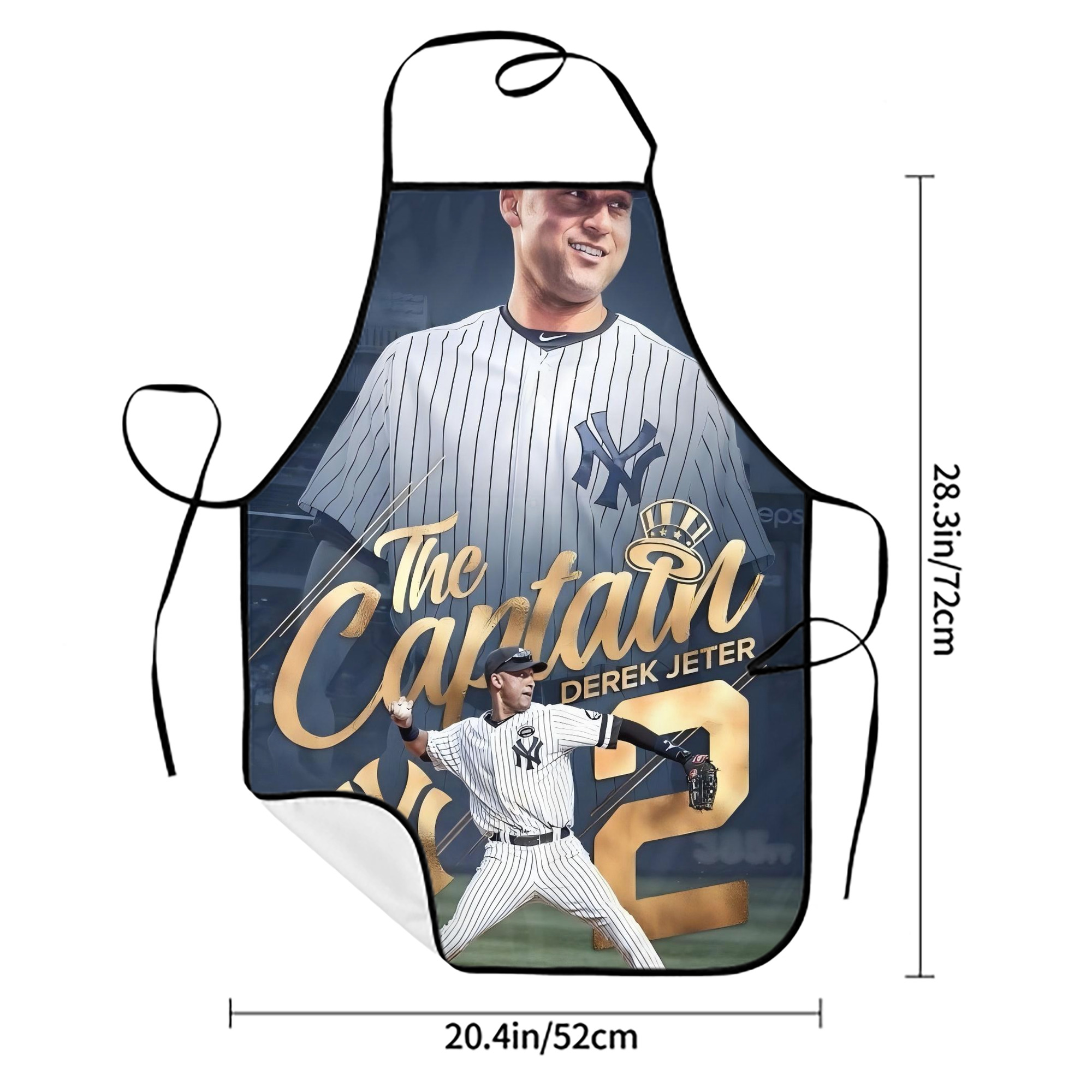 Derek Jeter 29 Stain-Resistant Polyester Apron With Pocket – Full Print, Waterproof, Anti-Wrinkle, Anti-Pilling – Ideal For Kitchen, BBQ, Restaurant, Salon & More