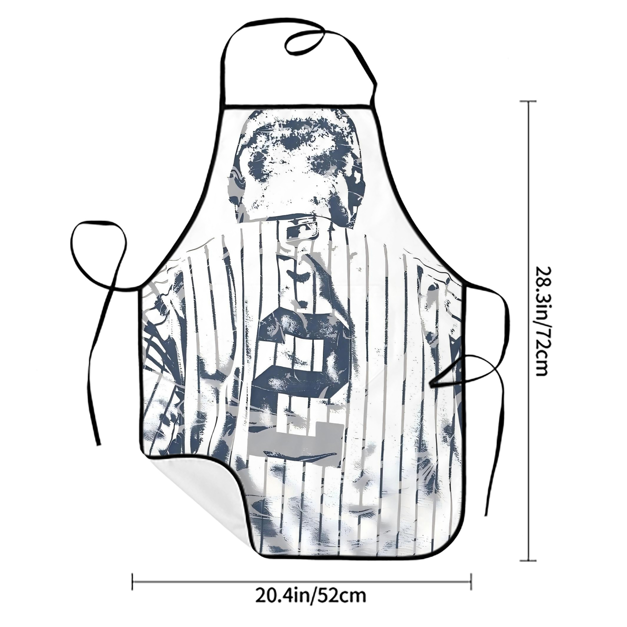 Derek Jeter 30 Stain-Resistant Polyester Apron With Pocket – Full Print, Waterproof, Anti-Wrinkle, Anti-Pilling – Ideal For Kitchen, BBQ, Restaurant, Salon & More