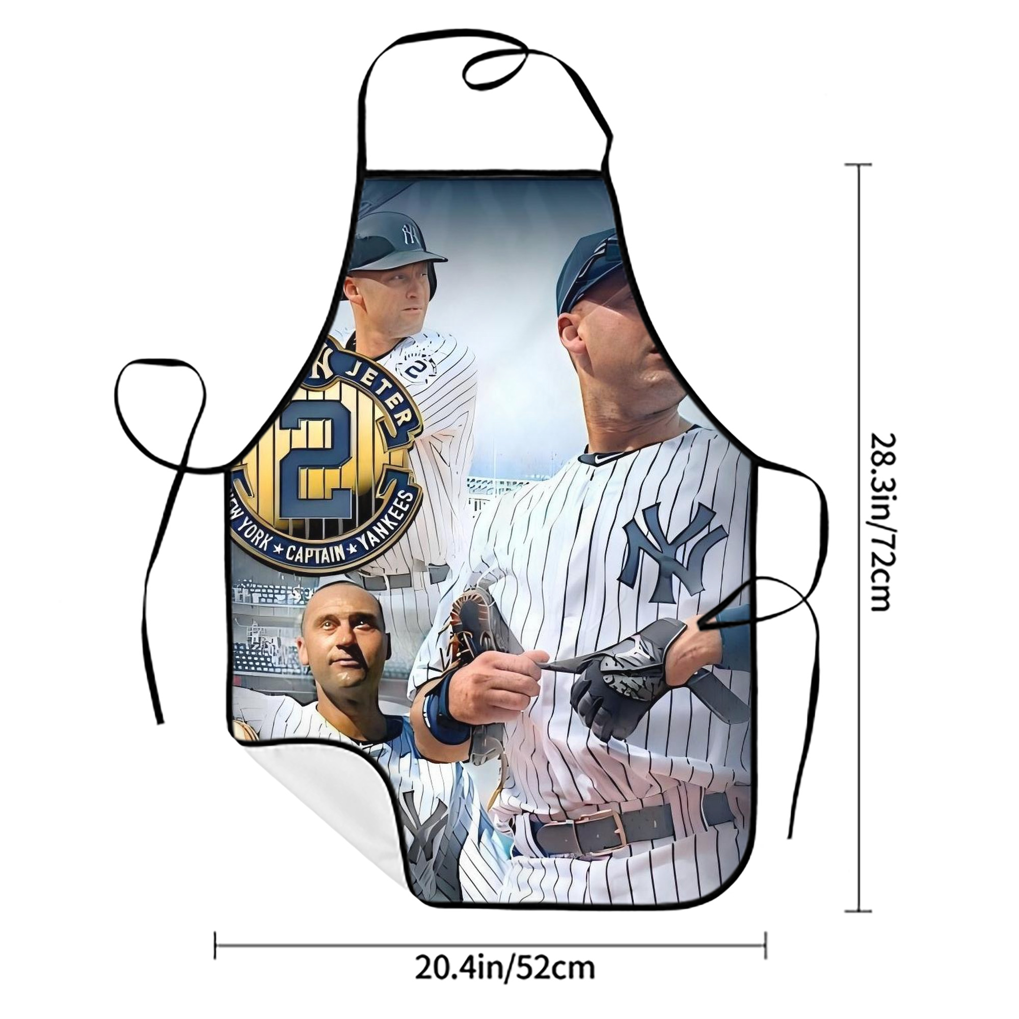 Derek Jeter 40 Stain-Resistant Polyester Apron With Pocket – Full Print, Waterproof, Anti-Wrinkle, Anti-Pilling – Ideal For Kitchen, BBQ, Restaurant, Salon & More