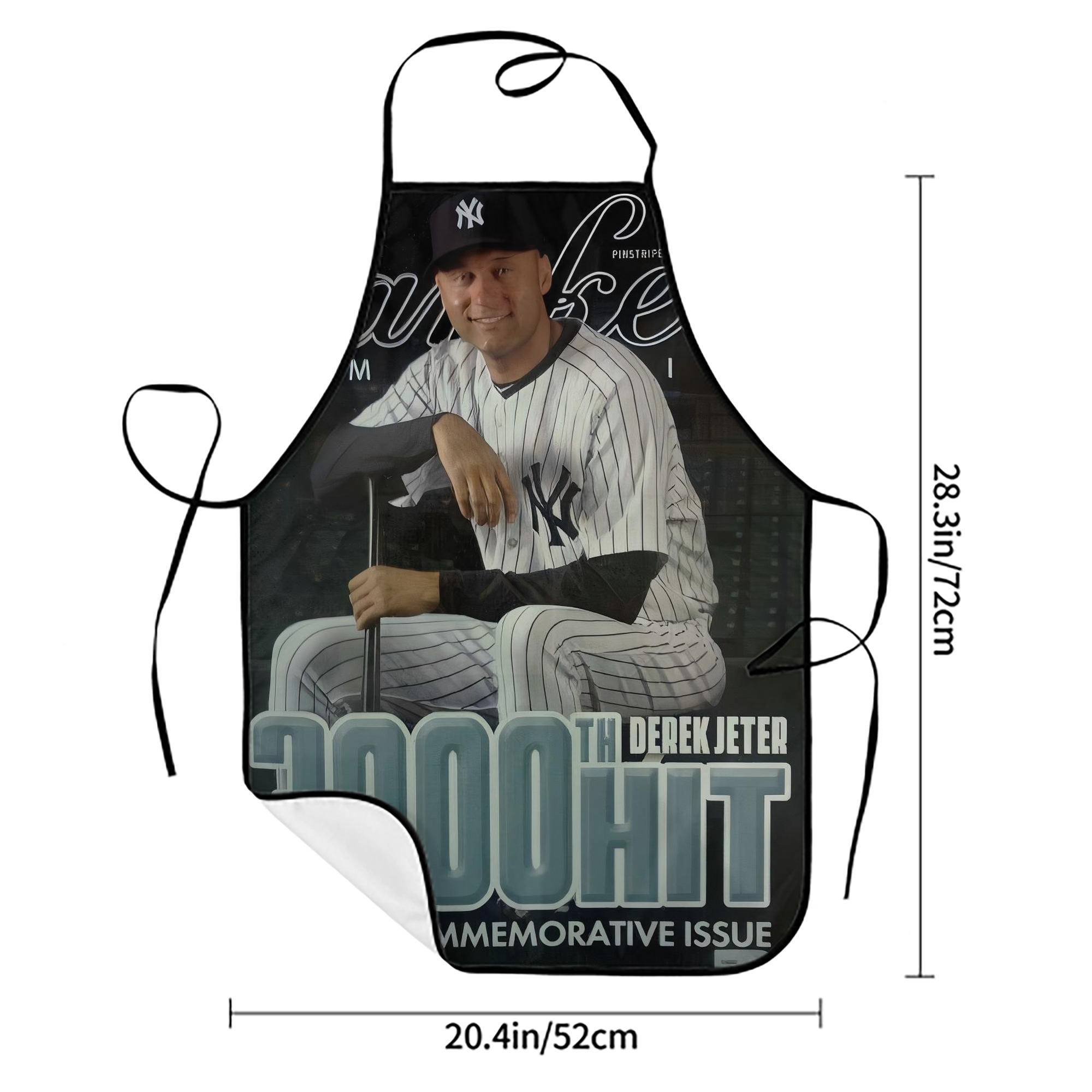 Derek Jeter 43 Stain-Resistant Polyester Apron With Pocket – Full Print, Waterproof, Anti-Wrinkle, Anti-Pilling – Ideal For Kitchen, BBQ, Restaurant, Salon & More