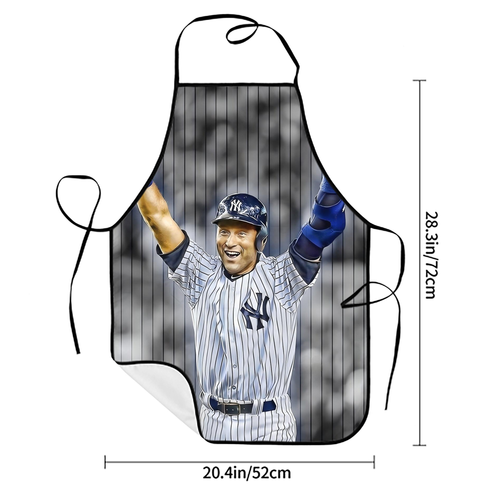Derek Jeter 45 Stain-Resistant Polyester Apron With Pocket – Full Print, Waterproof, Anti-Wrinkle, Anti-Pilling – Ideal For Kitchen, BBQ, Restaurant, Salon & More