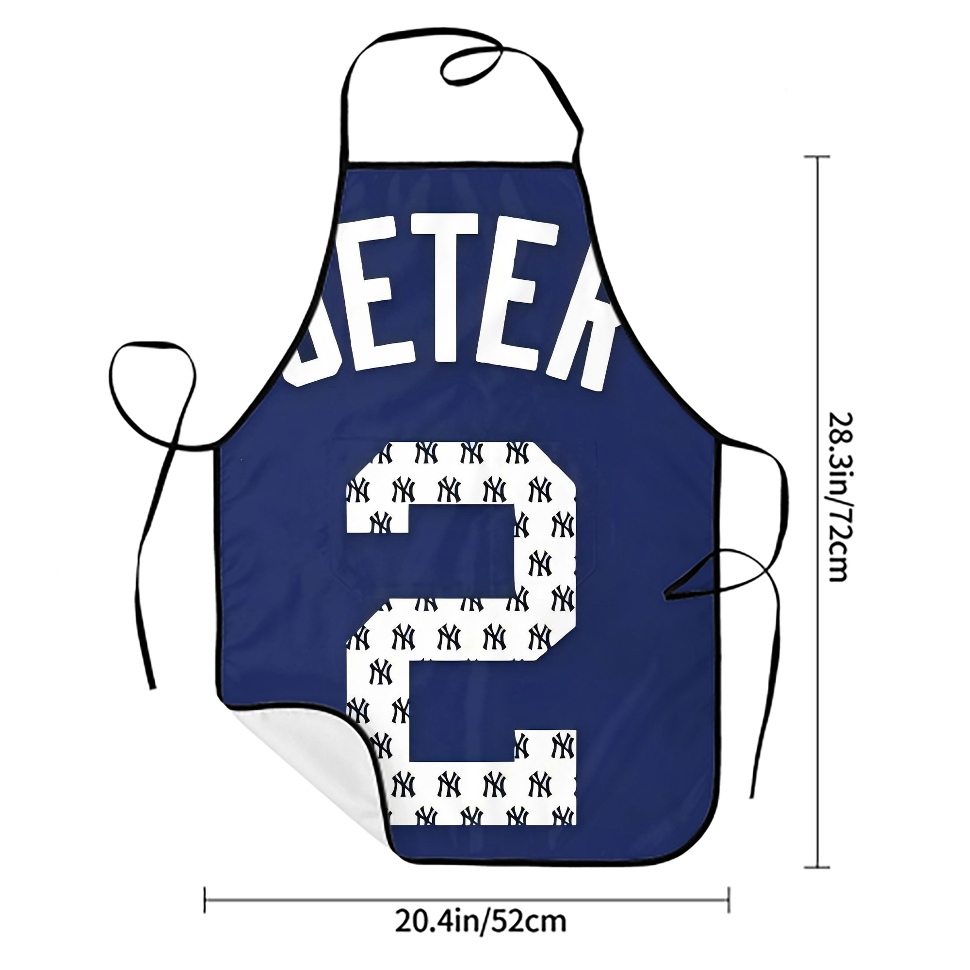 Derek Jeter 50 Stain-Resistant Polyester Apron With Pocket – Full Print, Waterproof, Anti-Wrinkle, Anti-Pilling – Ideal For Kitchen, BBQ, Restaurant, Salon & More