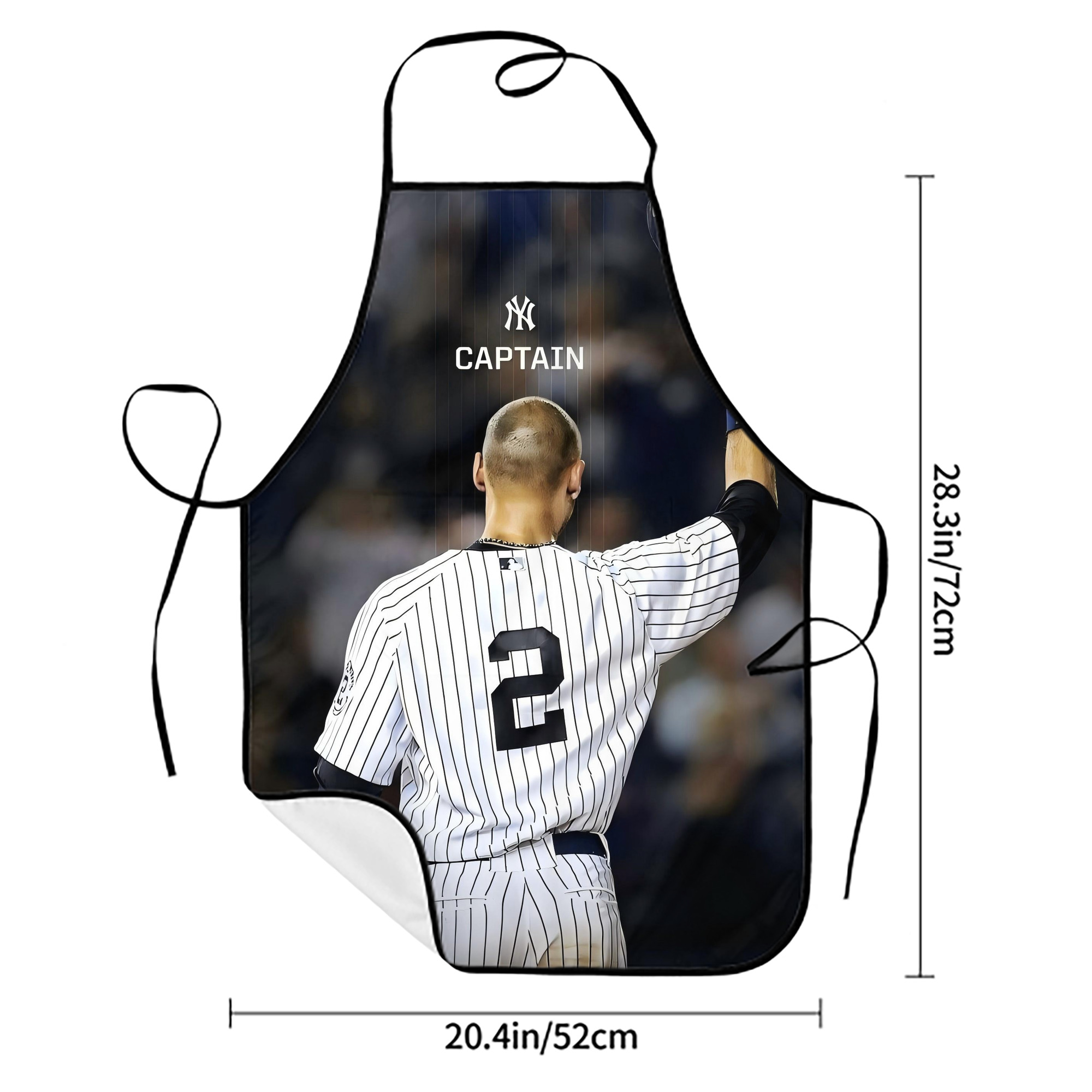 Derek Jeter 56 Stain-Resistant Polyester Apron With Pocket – Full Print, Waterproof, Anti-Wrinkle, Anti-Pilling – Ideal For Kitchen, BBQ, Restaurant, Salon & More