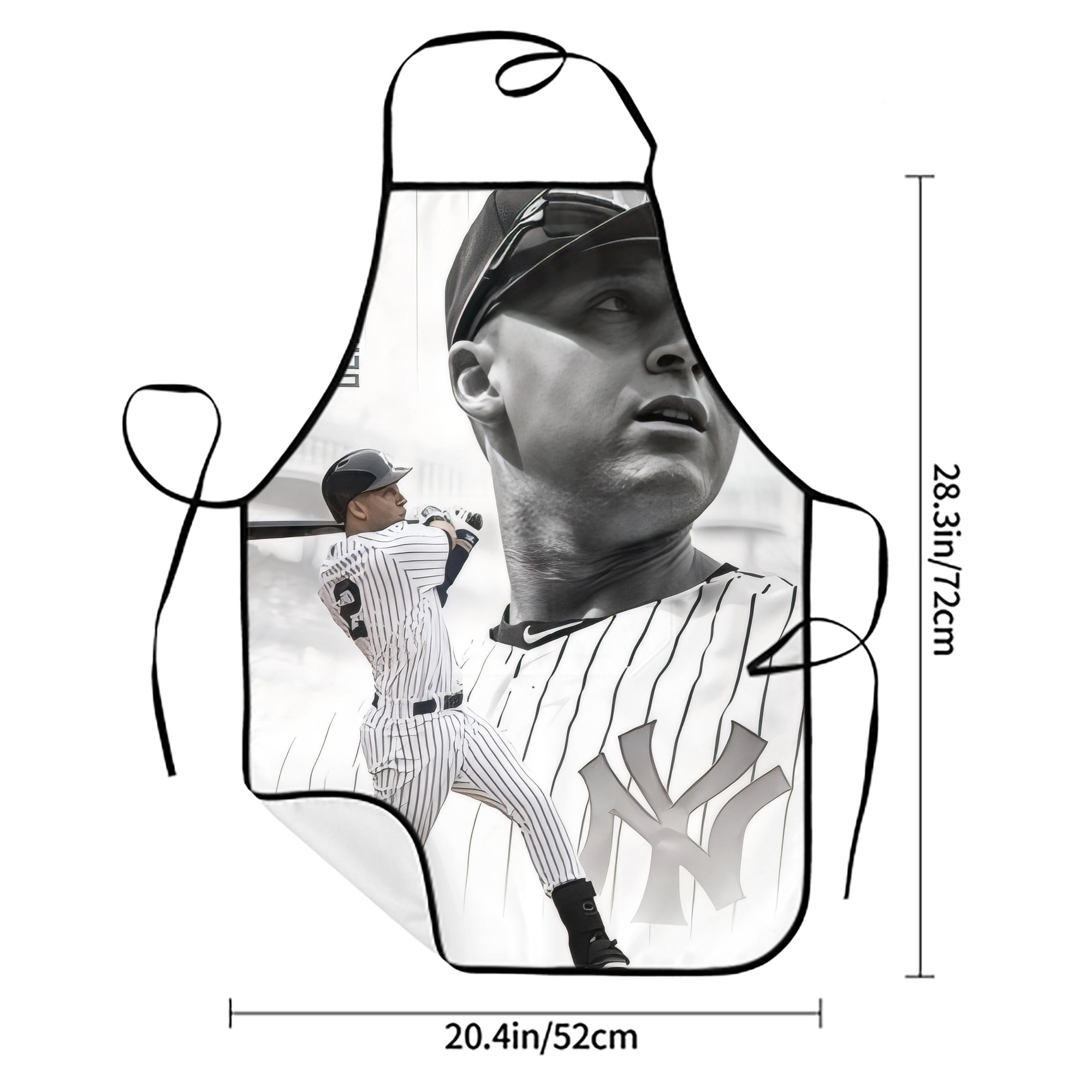 Derek Jeter 61 Stain-Resistant Polyester Apron With Pocket – Full Print, Waterproof, Anti-Wrinkle, Anti-Pilling – Ideal For Kitchen, BBQ, Restaurant, Salon & More