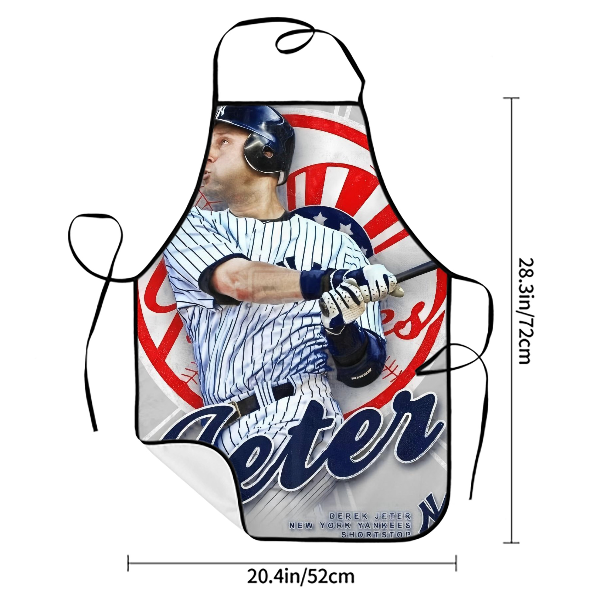 Derek Jeter 62 Stain-Resistant Polyester Apron With Pocket – Full Print, Waterproof, Anti-Wrinkle, Anti-Pilling – Ideal For Kitchen, BBQ, Restaurant, Salon & More