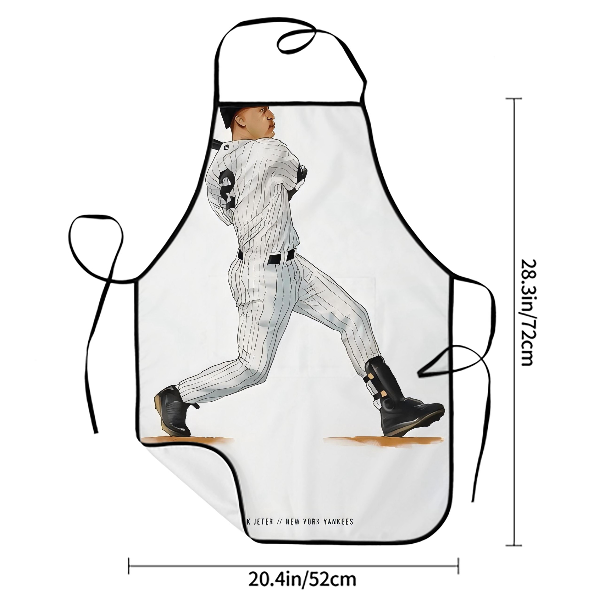 Derek Jeter 64 Stain-Resistant Polyester Apron With Pocket – Full Print, Waterproof, Anti-Wrinkle, Anti-Pilling – Ideal For Kitchen, BBQ, Restaurant, Salon & More