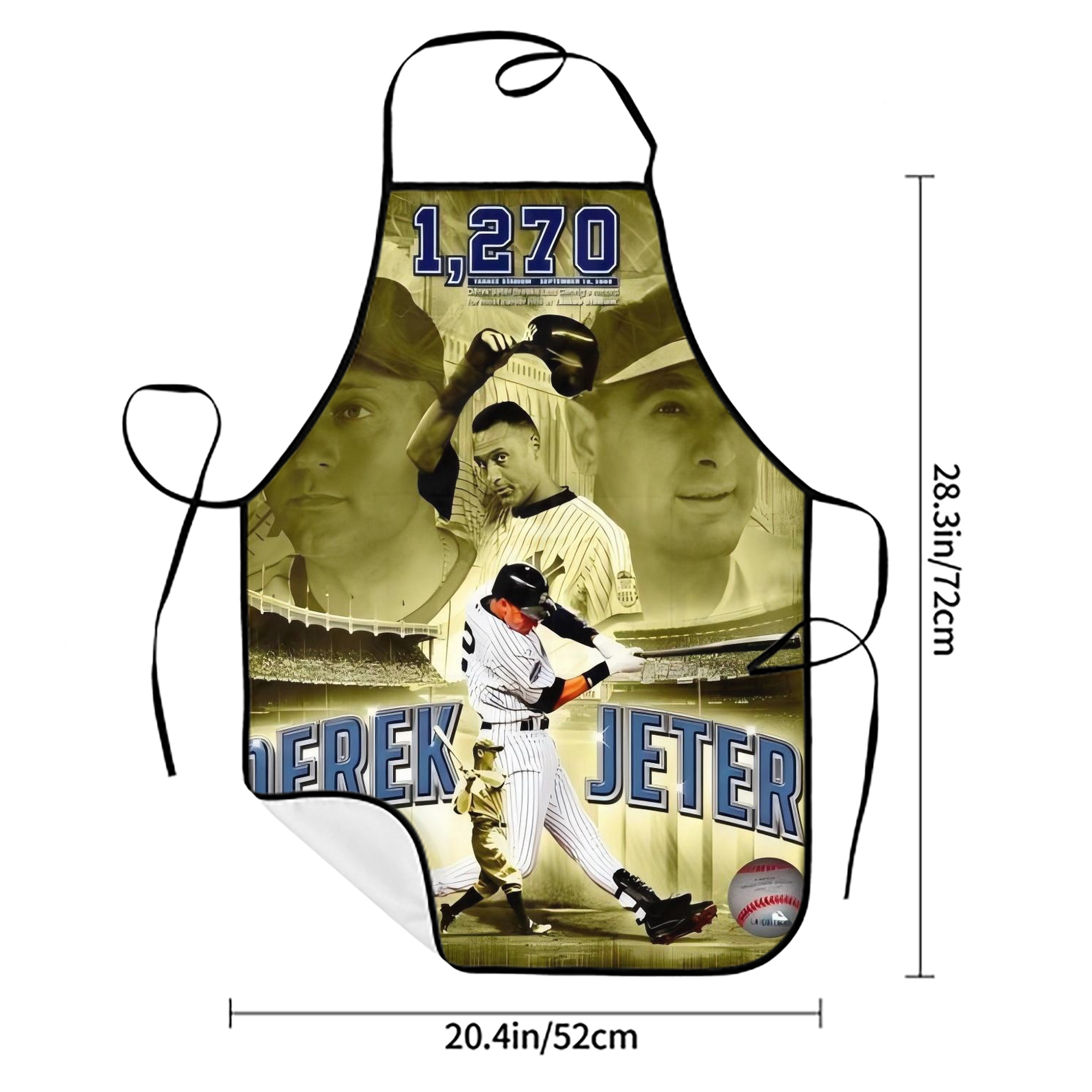 Derek Jeter 86 Stain-Resistant Polyester Apron With Pocket – Full Print, Waterproof, Anti-Wrinkle, Anti-Pilling – Ideal For Kitchen, BBQ, Restaurant, Salon & More