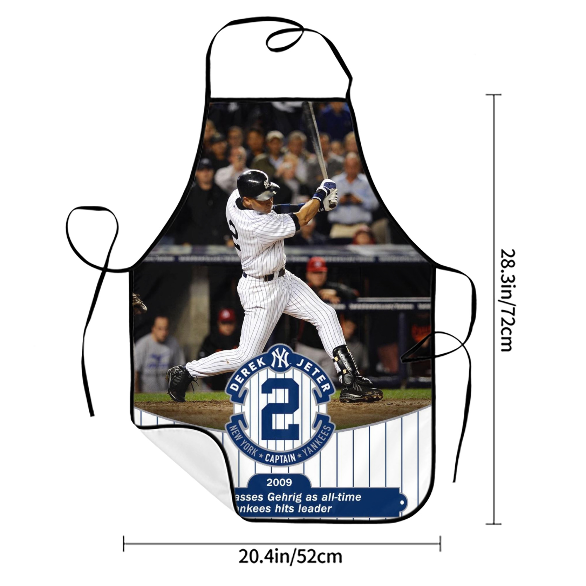 Derek Jeter 88 Stain-Resistant Polyester Apron With Pocket – Full Print, Waterproof, Anti-Wrinkle, Anti-Pilling – Ideal For Kitchen, BBQ, Restaurant, Salon & More