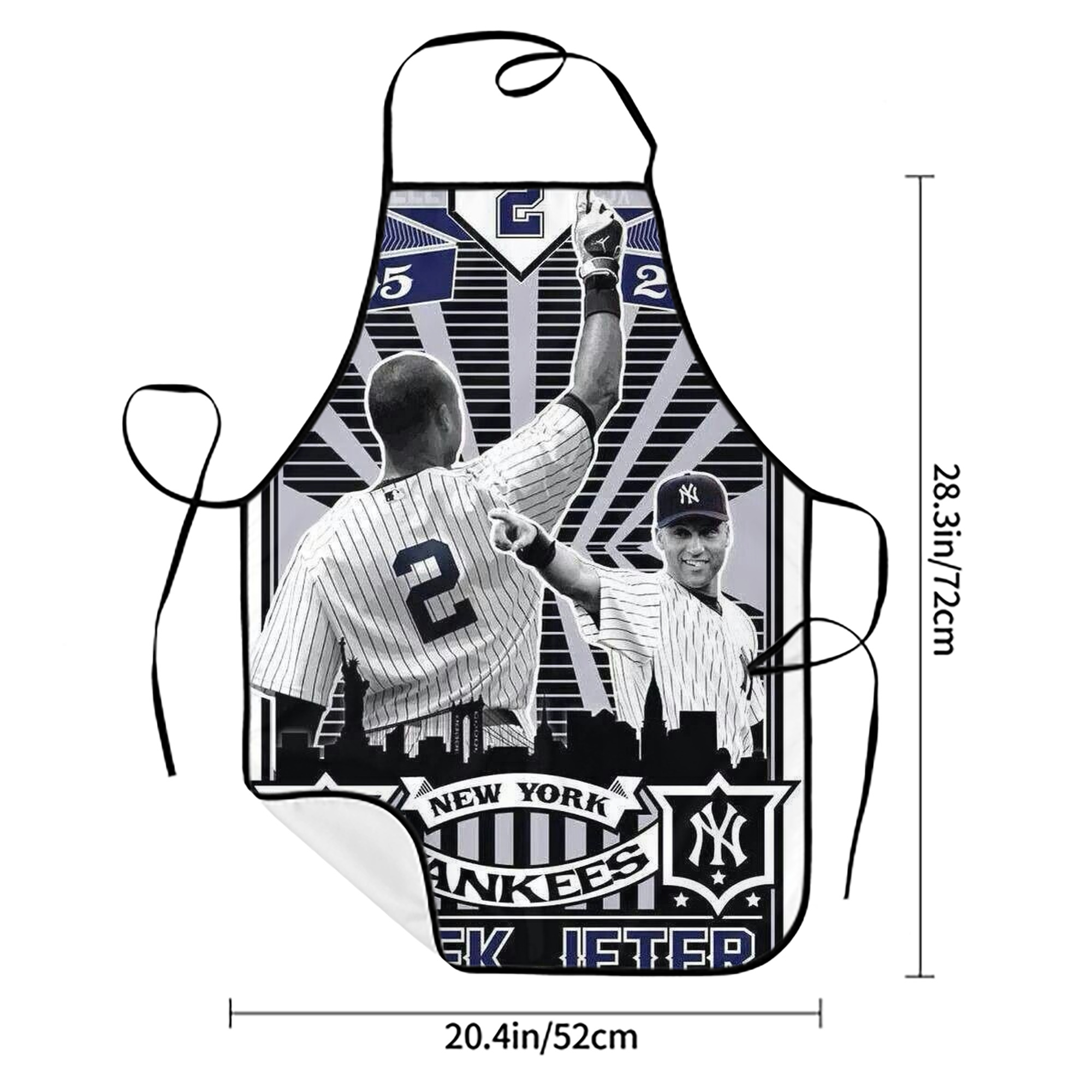 Derek Jeter 89 Stain-Resistant Polyester Apron With Pocket – Full Print, Waterproof, Anti-Wrinkle, Anti-Pilling – Ideal For Kitchen, BBQ, Restaurant, Salon & More