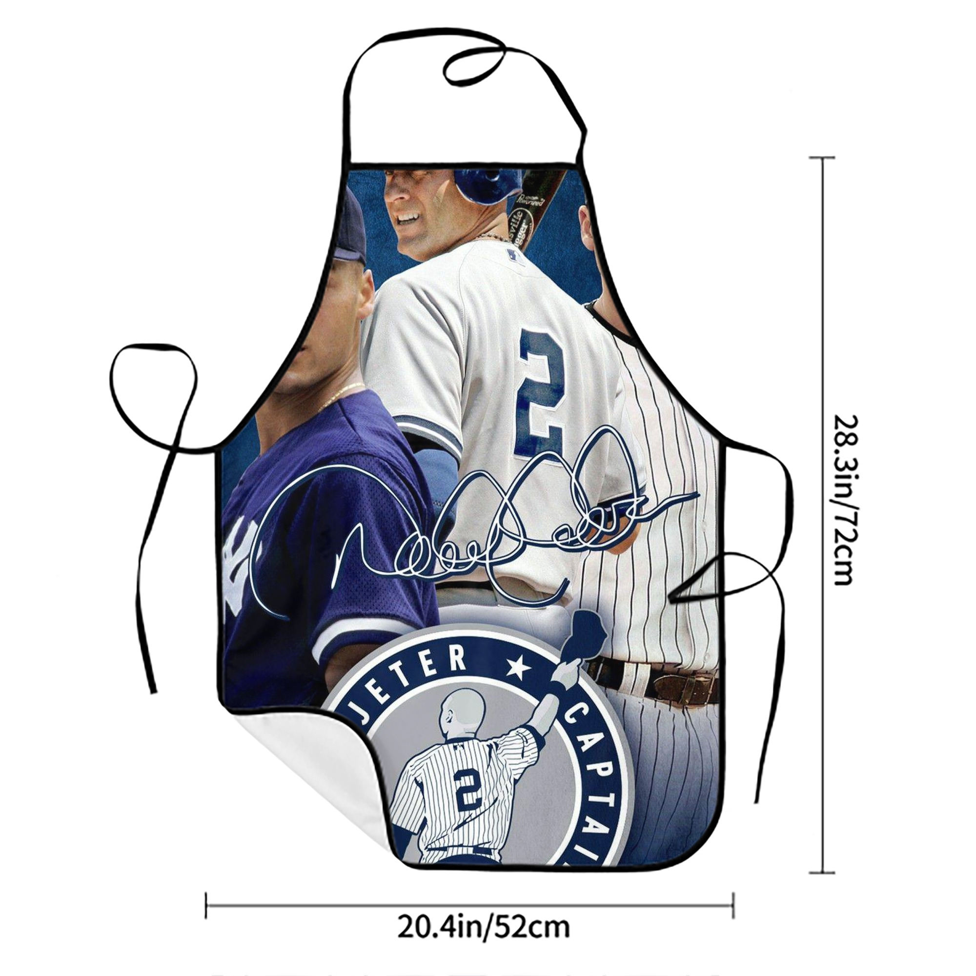 Derek Jeter 92 Stain-Resistant Polyester Apron With Pocket – Full Print, Waterproof, Anti-Wrinkle, Anti-Pilling – Ideal For Kitchen, BBQ, Restaurant, Salon & More