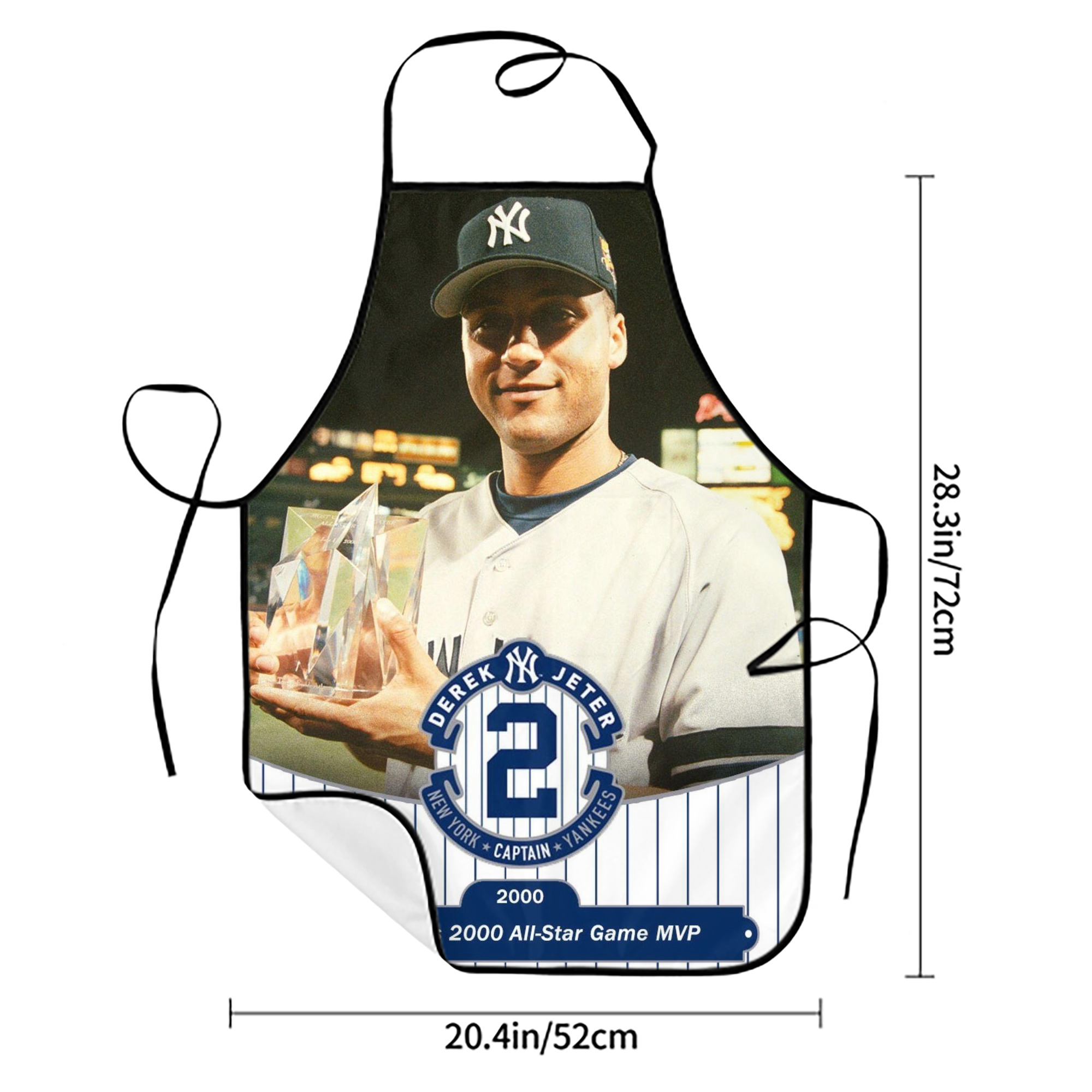 Derek Jeter 93 Stain-Resistant Polyester Apron With Pocket – Full Print, Waterproof, Anti-Wrinkle, Anti-Pilling – Ideal For Kitchen, BBQ, Restaurant, Salon & More