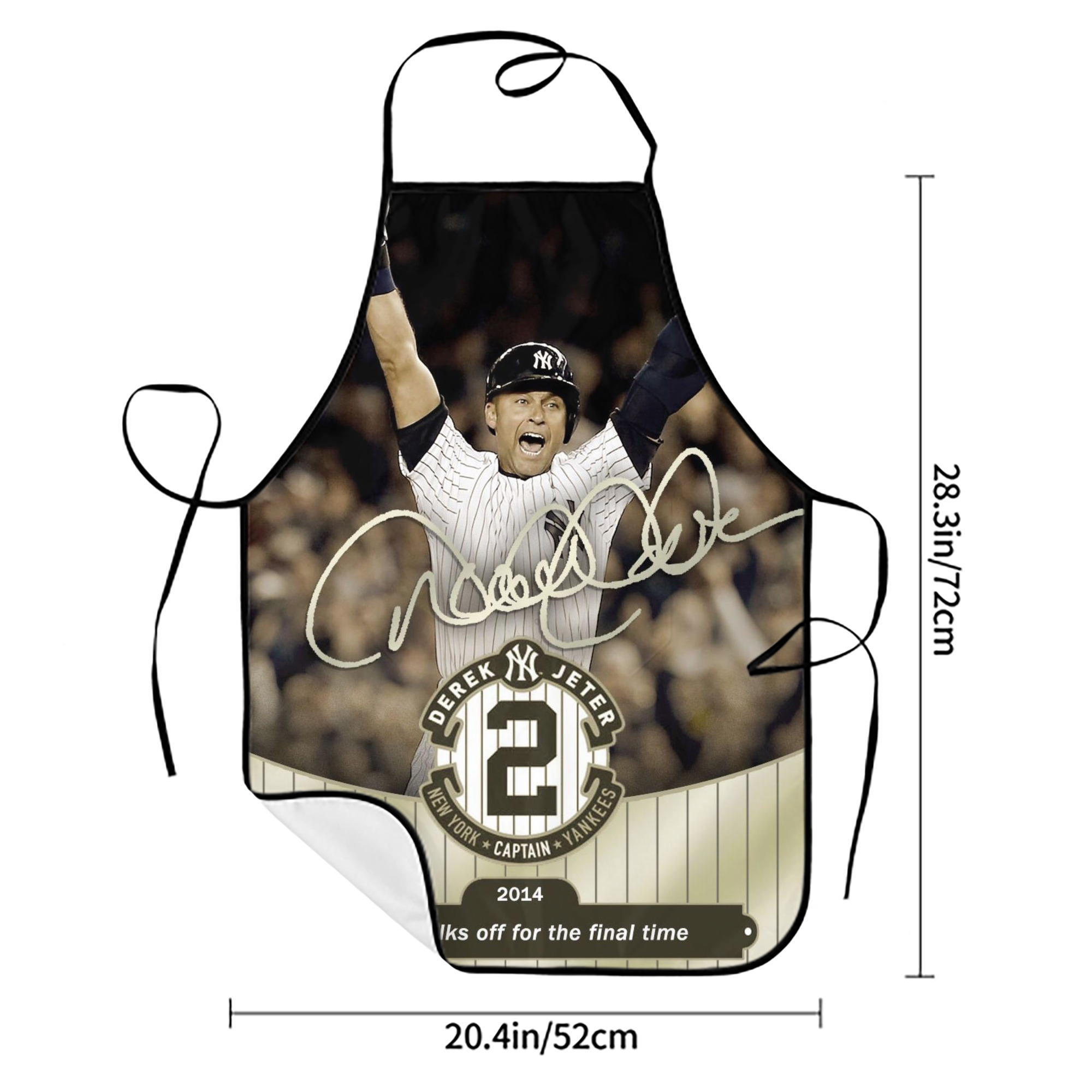 Derek Jeter 95 Stain-Resistant Polyester Apron With Pocket – Full Print, Waterproof, Anti-Wrinkle, Anti-Pilling – Ideal For Kitchen, BBQ, Restaurant, Salon & More