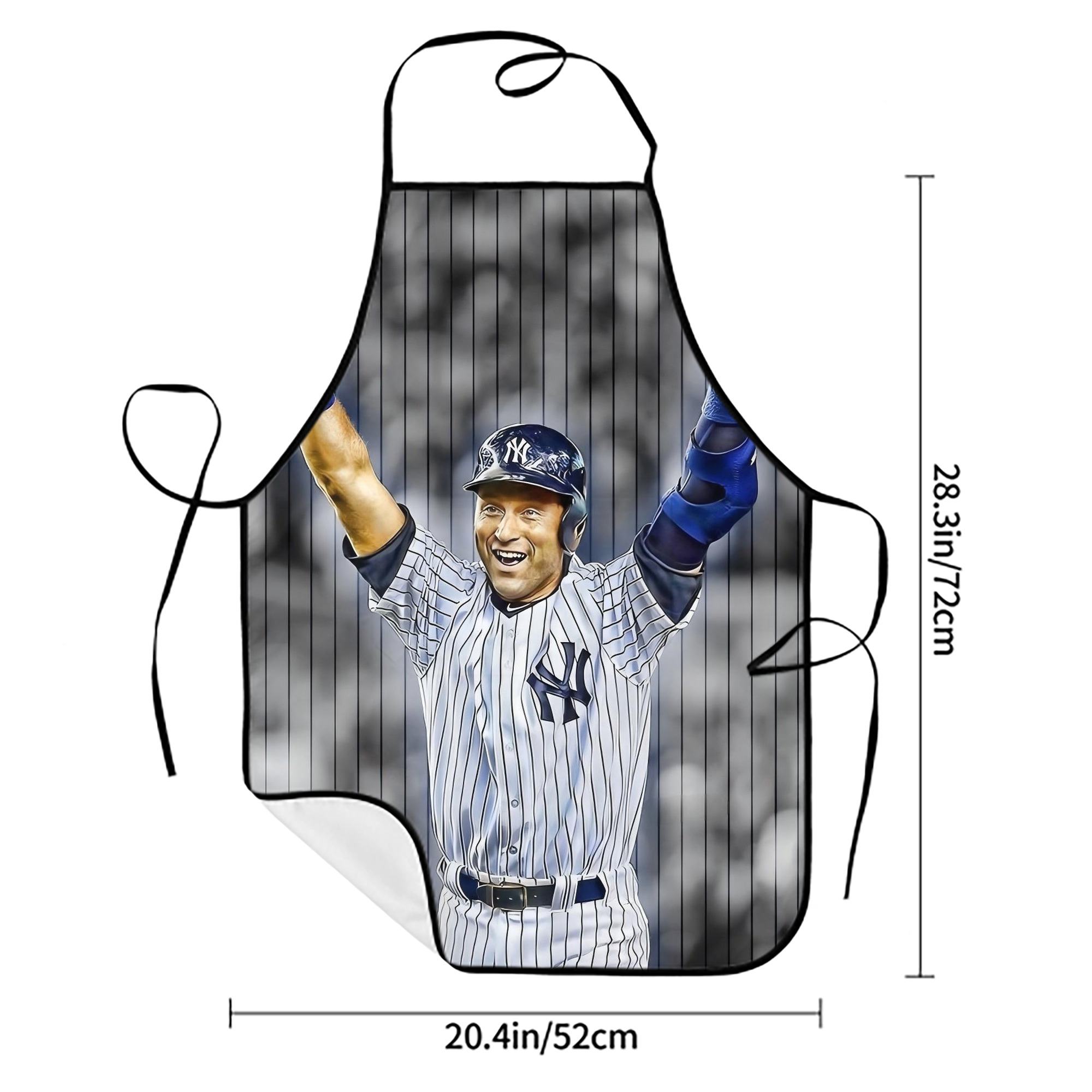 Derek Jeter 96 Stain-Resistant Polyester Apron With Pocket – Full Print, Waterproof, Anti-Wrinkle, Anti-Pilling – Ideal For Kitchen, BBQ, Restaurant, Salon & More