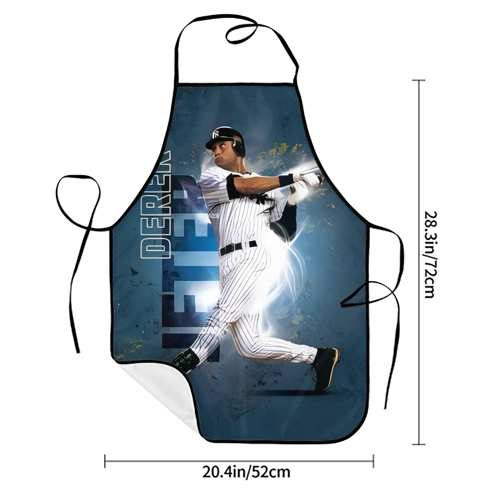 Derek Jeter 99 Stain-Resistant Polyester Apron With Pocket – Full Print, Waterproof, Anti-Wrinkle, Anti-Pilling – Ideal For Kitchen, BBQ, Restaurant, Salon & More