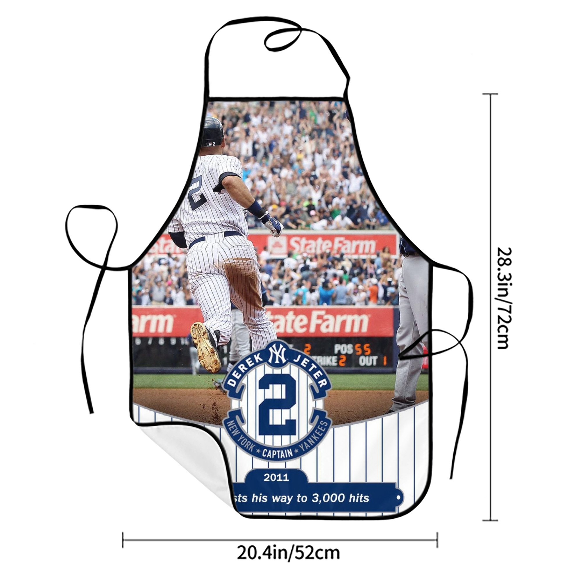 Derek Jeter 102 Stain-Resistant Polyester Apron With Pocket – Full Print, Waterproof, Anti-Wrinkle, Anti-Pilling – Ideal For Kitchen, BBQ, Restaurant, Salon & More