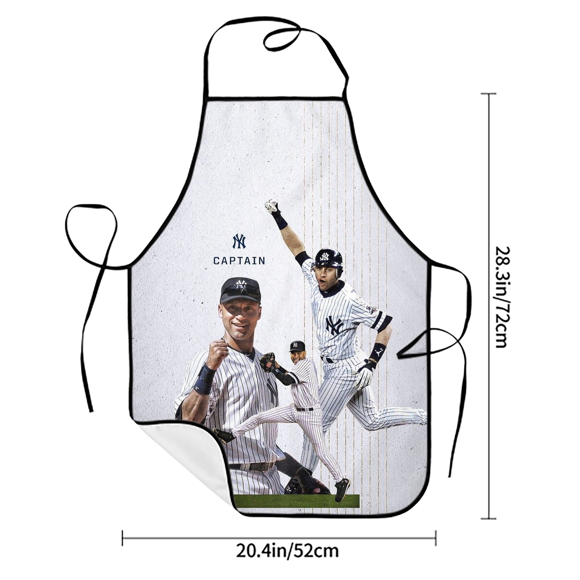 Derek Jeter 106 Stain-Resistant Polyester Apron With Pocket – Full Print, Waterproof, Anti-Wrinkle, Anti-Pilling – Ideal For Kitchen, BBQ, Restaurant, Salon & More