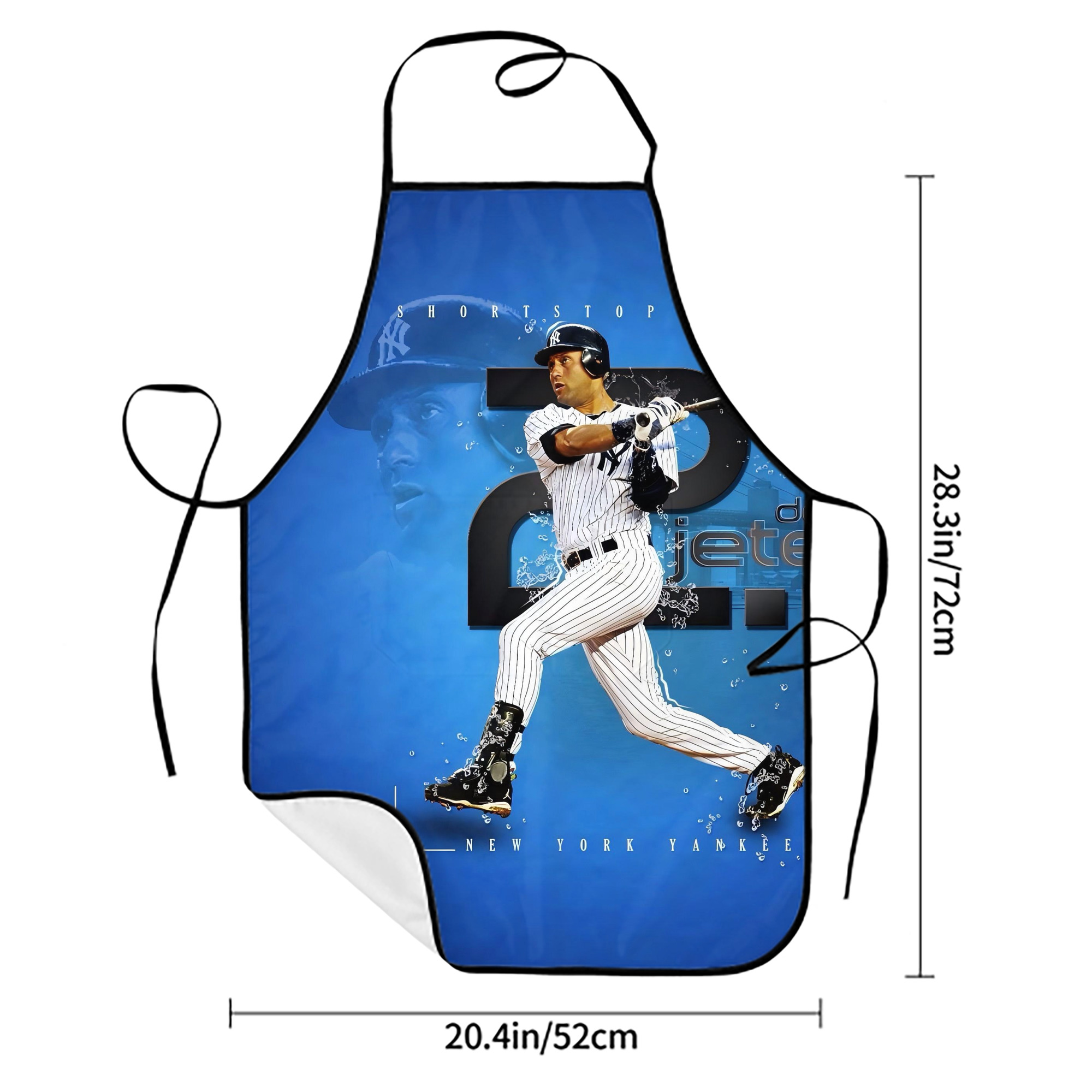 Derek Jeter 107 Stain-Resistant Polyester Apron With Pocket – Full Print, Waterproof, Anti-Wrinkle, Anti-Pilling – Ideal For Kitchen, BBQ, Restaurant, Salon & More