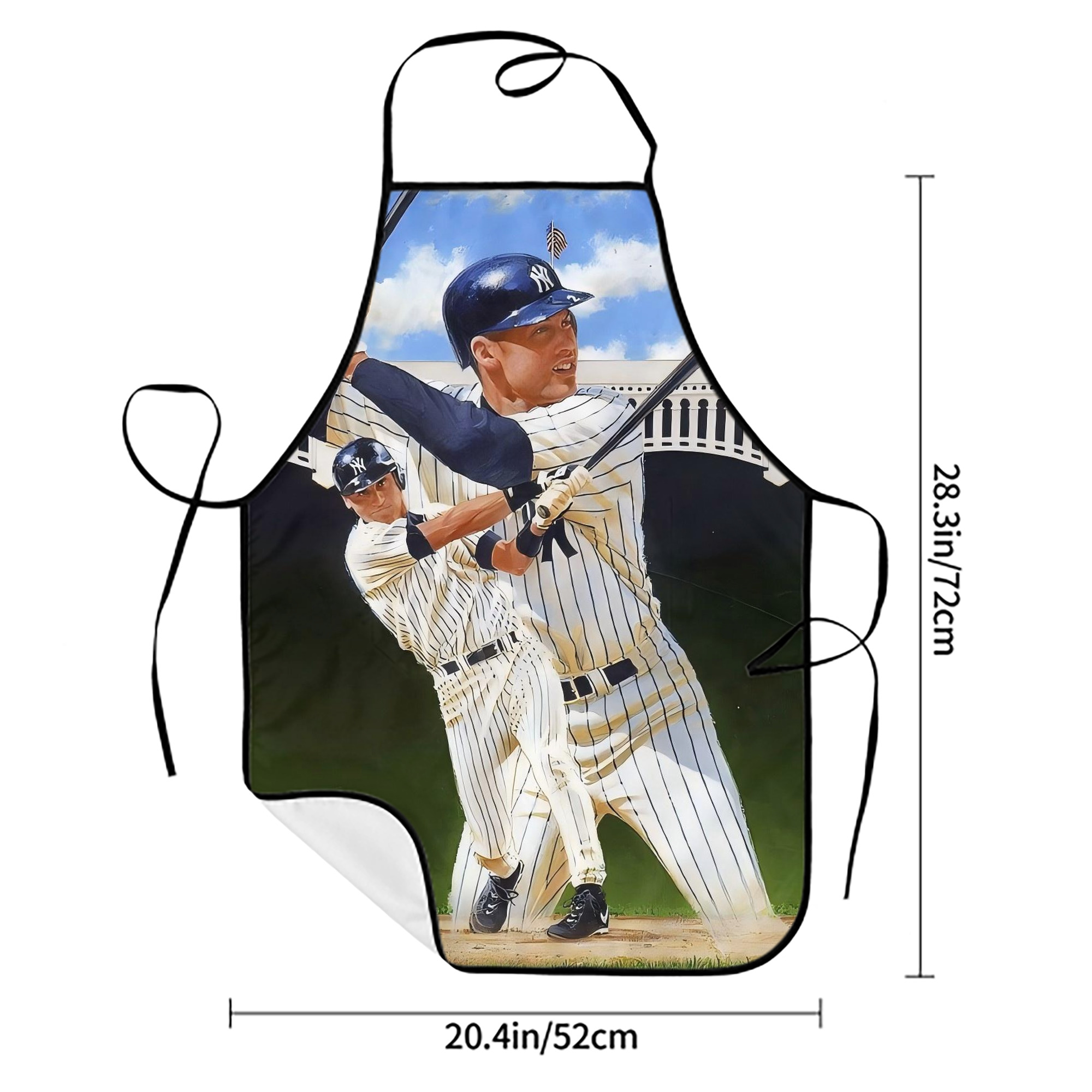 Derek Jeter 108 Stain-Resistant Polyester Apron With Pocket – Full Print, Waterproof, Anti-Wrinkle, Anti-Pilling – Ideal For Kitchen, BBQ, Restaurant, Salon & More