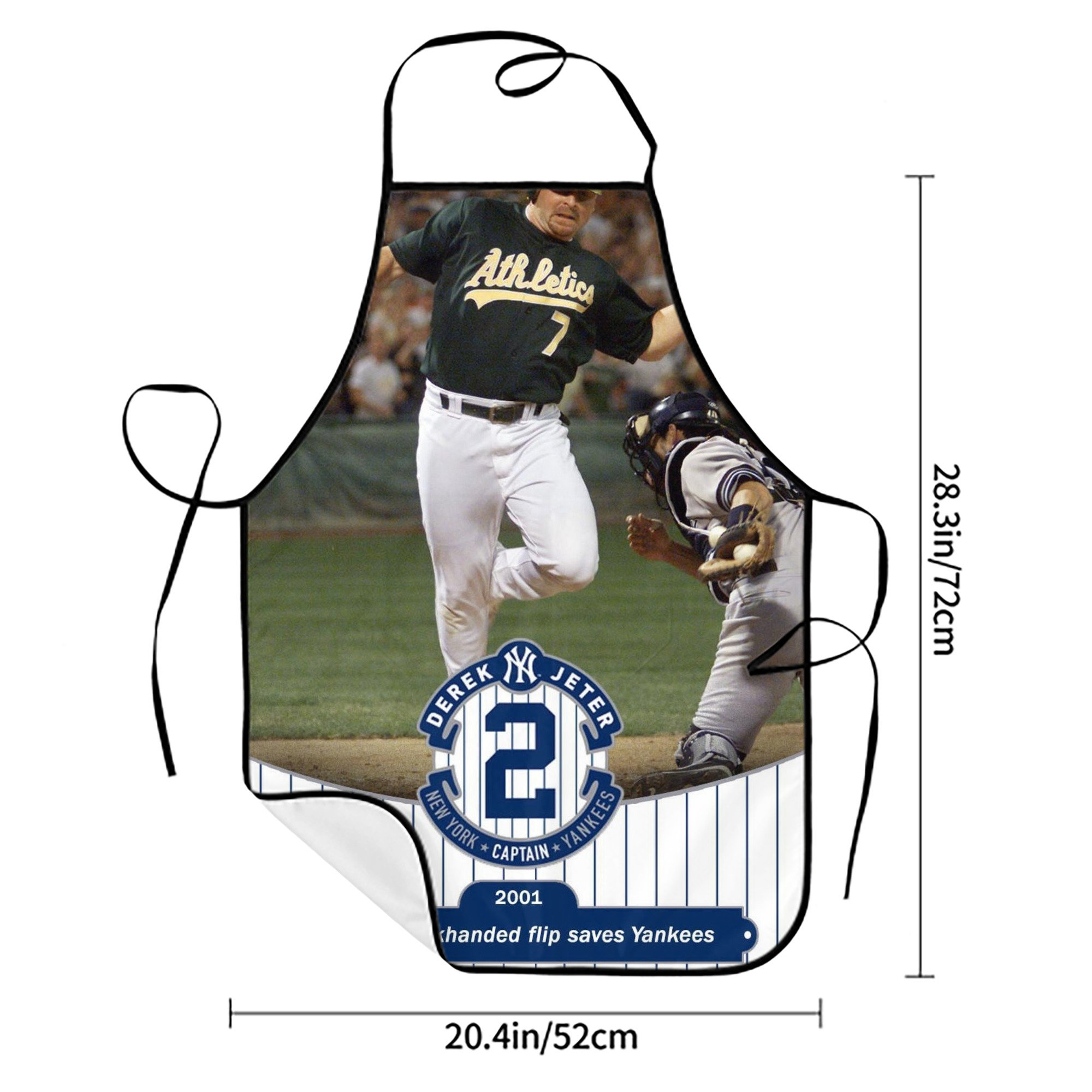 Derek Jeter 111 Stain-Resistant Polyester Apron With Pocket – Full Print, Waterproof, Anti-Wrinkle, Anti-Pilling – Ideal For Kitchen, BBQ, Restaurant, Salon & More