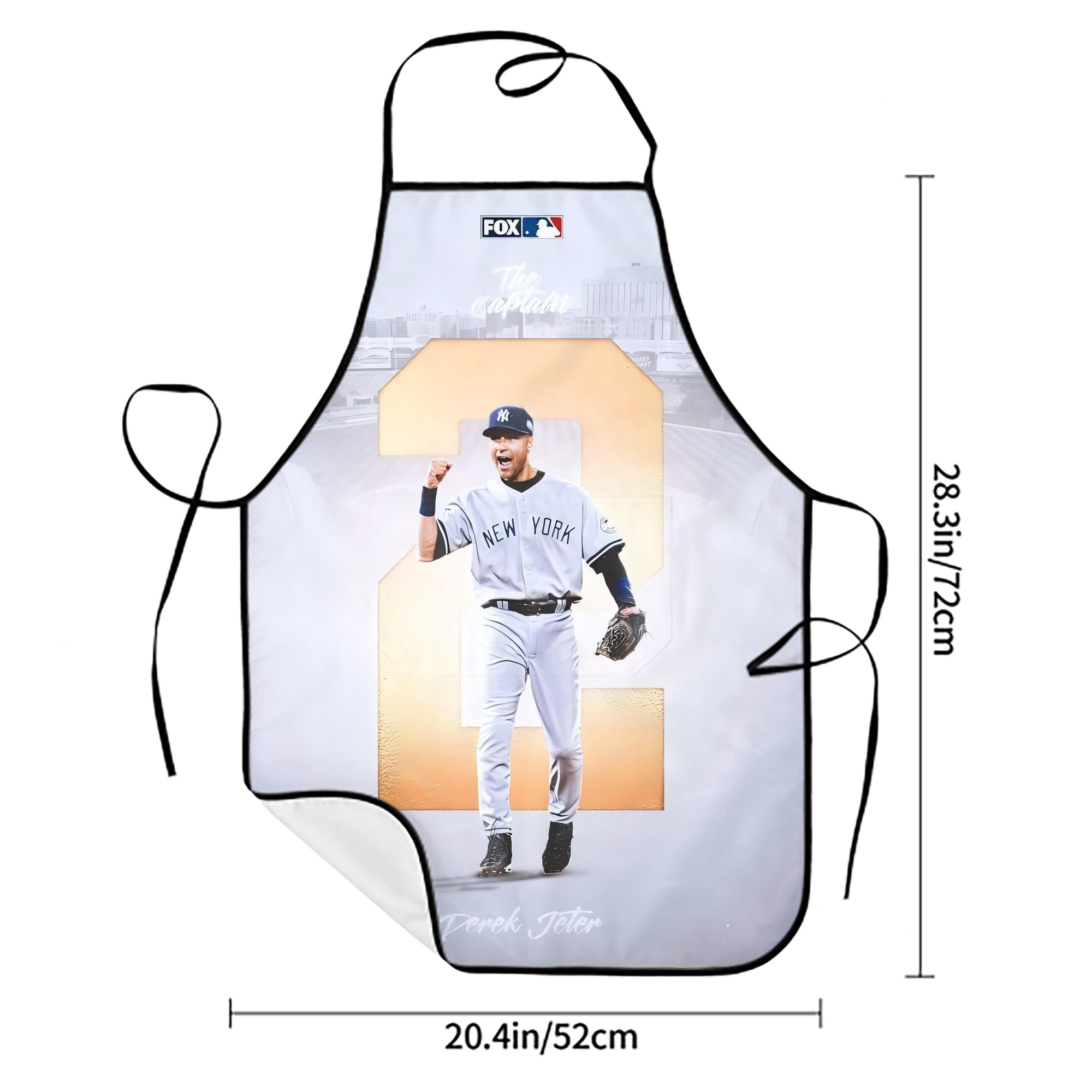 Derek Jeter 112 Stain-Resistant Polyester Apron With Pocket – Full Print, Waterproof, Anti-Wrinkle, Anti-Pilling – Ideal For Kitchen, BBQ, Restaurant, Salon & More