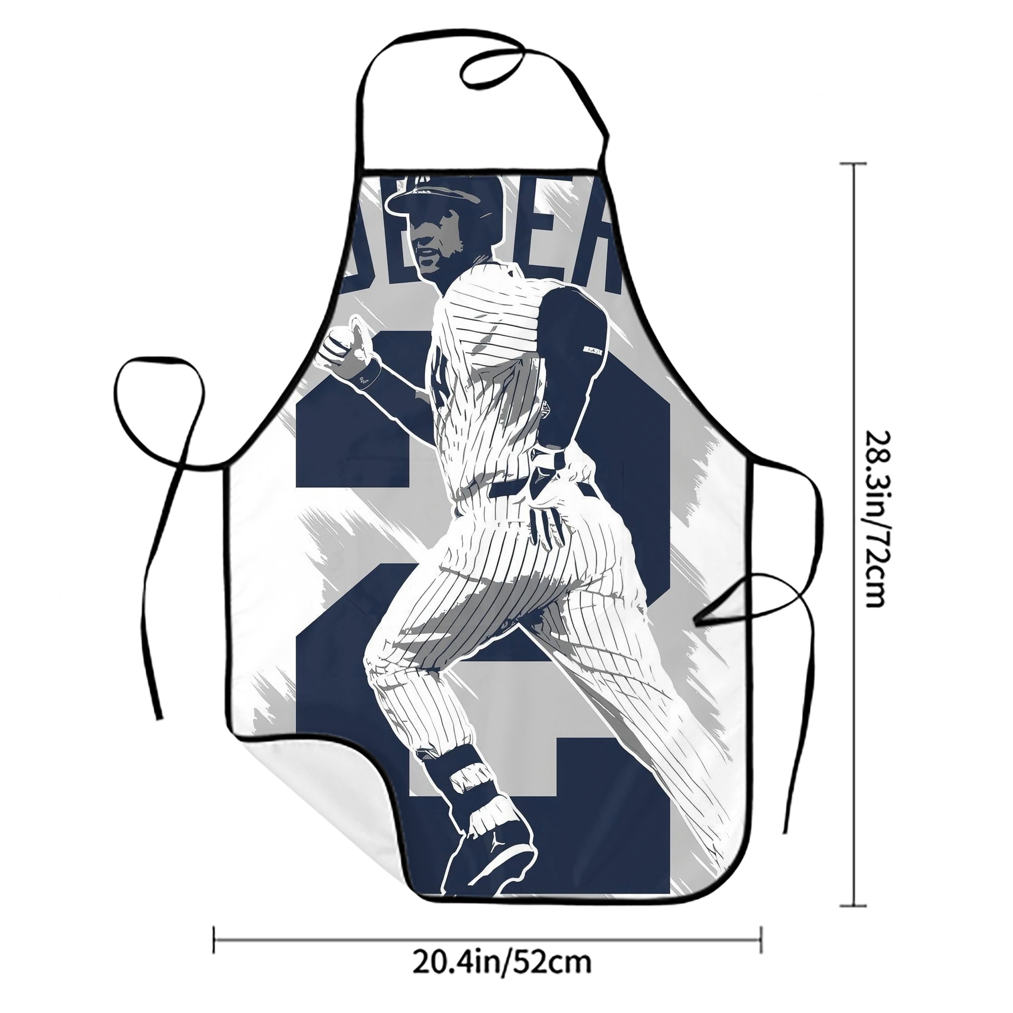 Derek Jeter 113 Stain-Resistant Polyester Apron With Pocket – Full Print, Waterproof, Anti-Wrinkle, Anti-Pilling – Ideal For Kitchen, BBQ, Restaurant, Salon & More