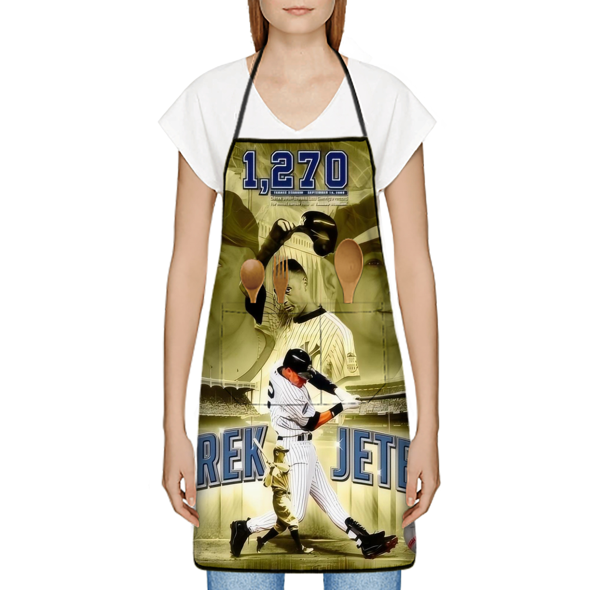 Derek Jeter 23 Stain-Resistant Polyester Apron With Pocket – Full Print, Waterproof, Anti-Wrinkle, Anti-Pilling – Ideal For Kitchen, BBQ, Restaurant, Salon & More