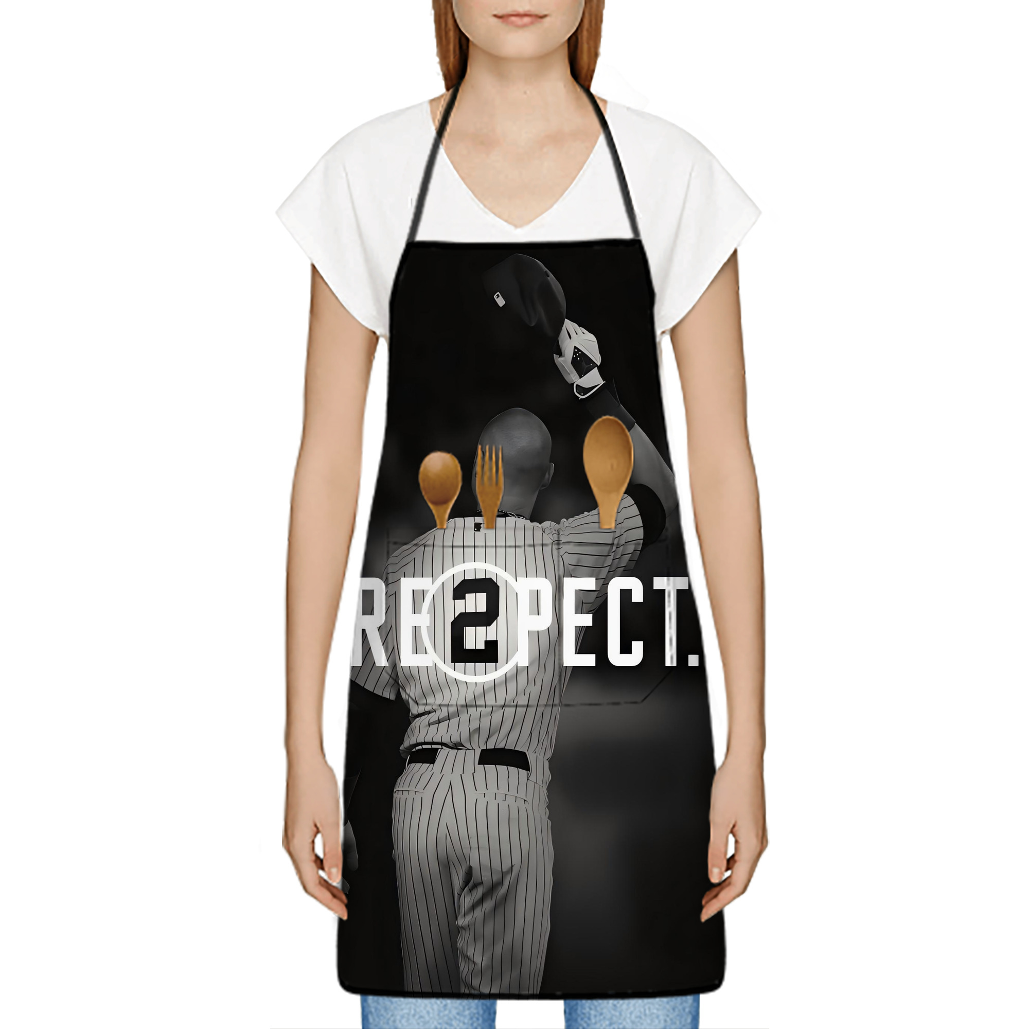 Derek Jeter 37 Stain-Resistant Polyester Apron With Pocket – Full Print, Waterproof, Anti-Wrinkle, Anti-Pilling – Ideal For Kitchen, BBQ, Restaurant, Salon & More