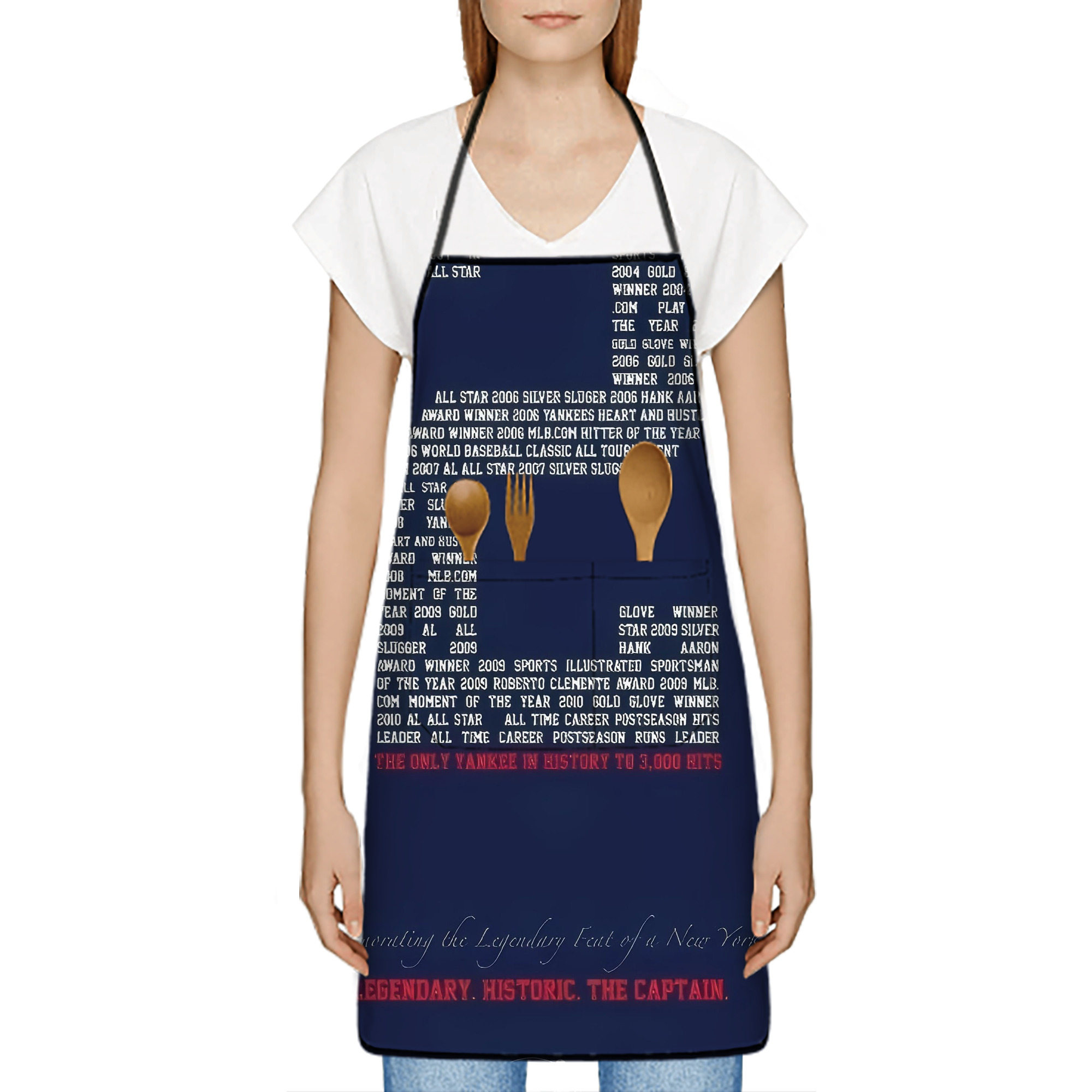 Derek Jeter 44 Stain-Resistant Polyester Apron With Pocket – Full Print, Waterproof, Anti-Wrinkle, Anti-Pilling – Ideal For Kitchen, BBQ, Restaurant, Salon & More