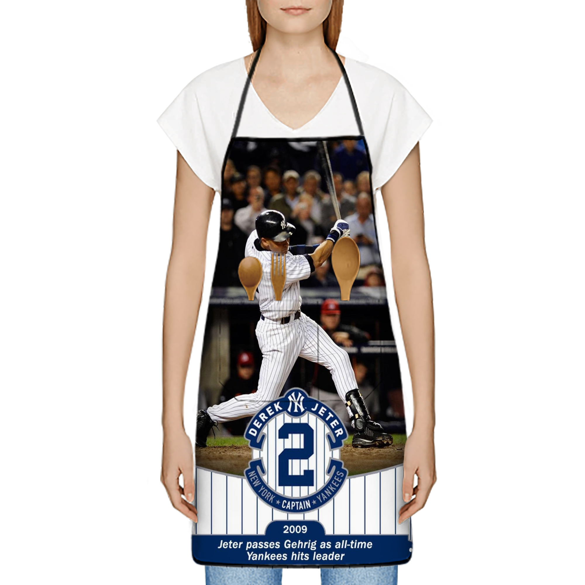 Derek Jeter 88 Stain-Resistant Polyester Apron With Pocket – Full Print, Waterproof, Anti-Wrinkle, Anti-Pilling – Ideal For Kitchen, BBQ, Restaurant, Salon & More