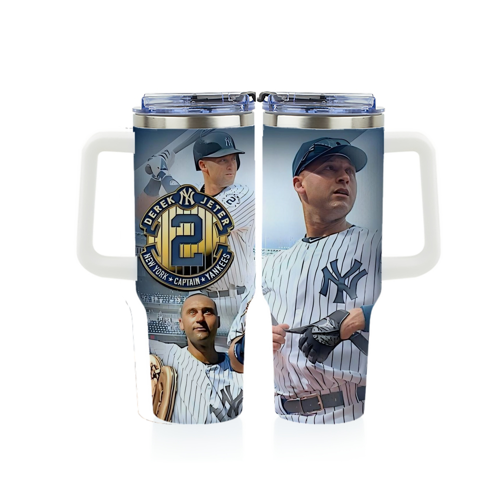 Derek Jeter 40 40oz Full Wrap Car Tumbler – Durable Stainless Steel Travel Mug With Vibrant UV Print – Double Wall Insulated, Fits Most Car Cup Holders