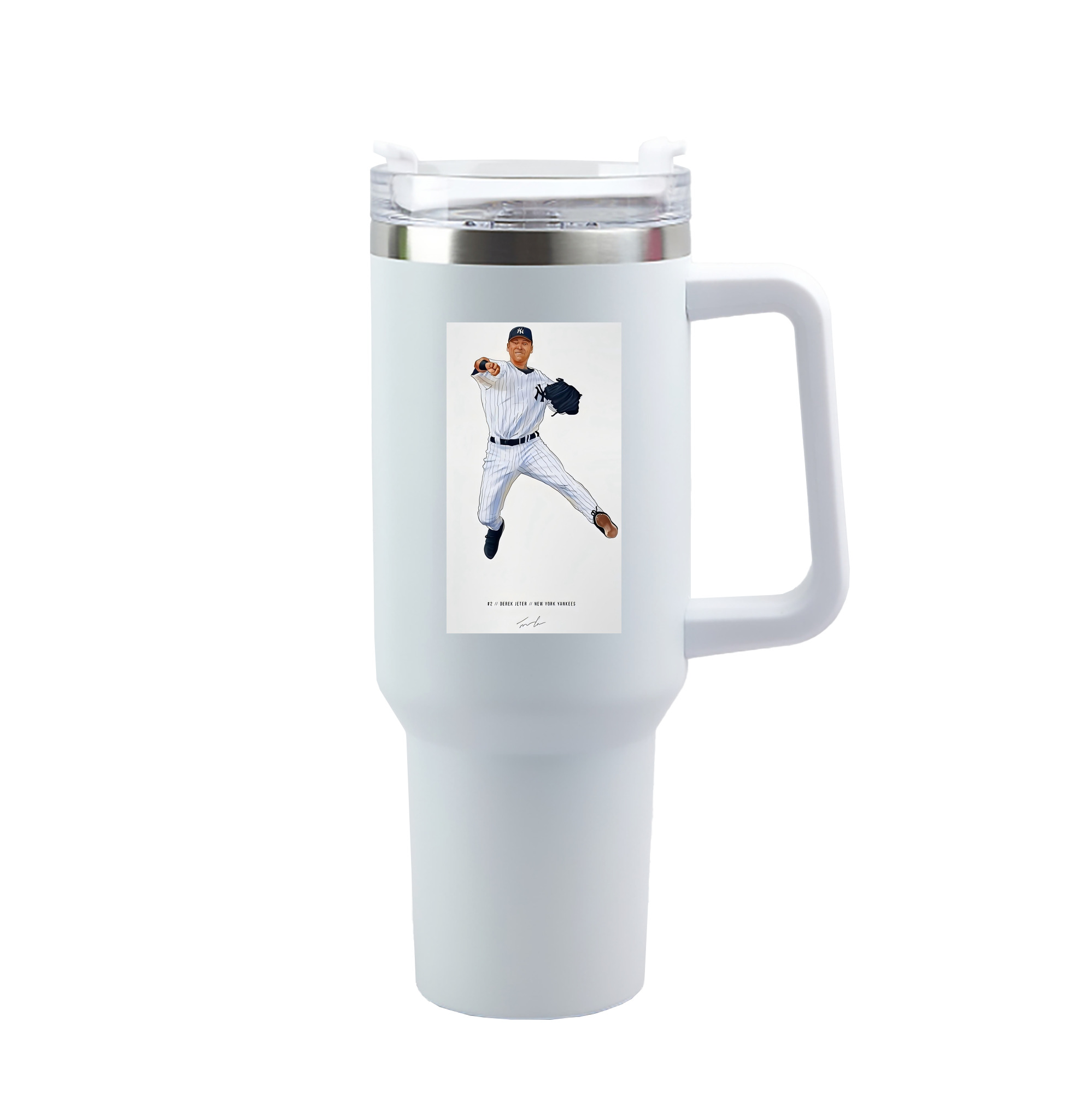Derek Jeter 17 40oz Handle Car Tumbler – Durable Stainless Steel Travel Mug With UV Print – Double Wall Insulated, Fits Most Car Cup Holders