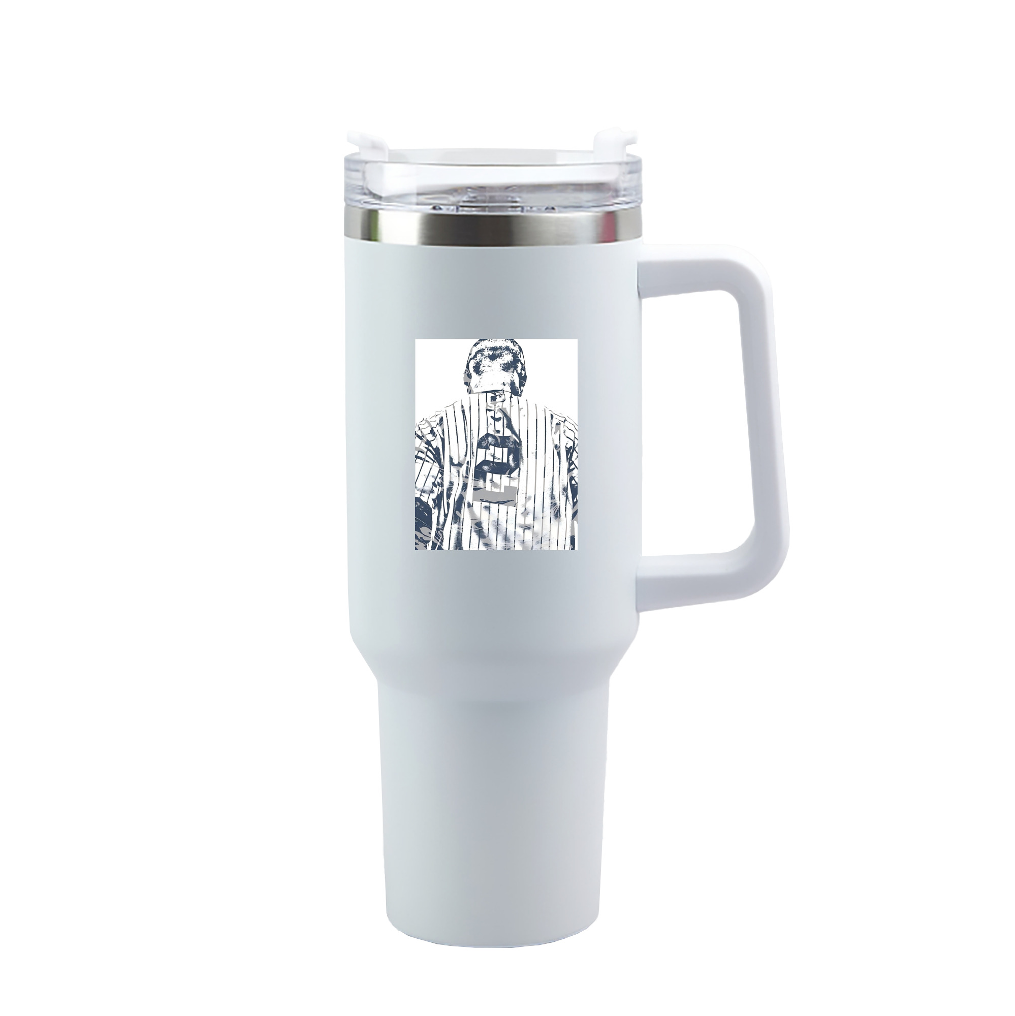 Derek Jeter 30 40oz Handle Car Tumbler – Durable Stainless Steel Travel Mug With UV Print – Double Wall Insulated, Fits Most Car Cup Holders