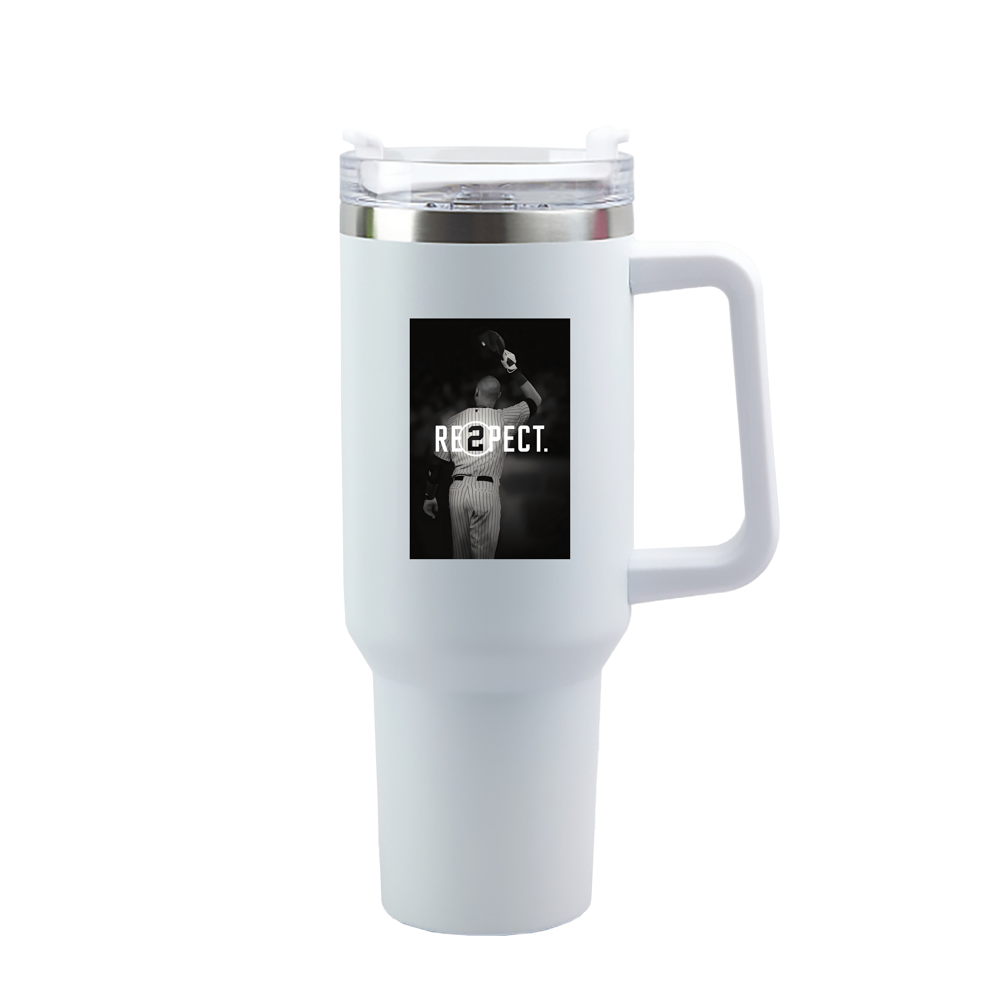 Derek Jeter 37 40oz Handle Car Tumbler – Durable Stainless Steel Travel Mug With UV Print – Double Wall Insulated, Fits Most Car Cup Holders