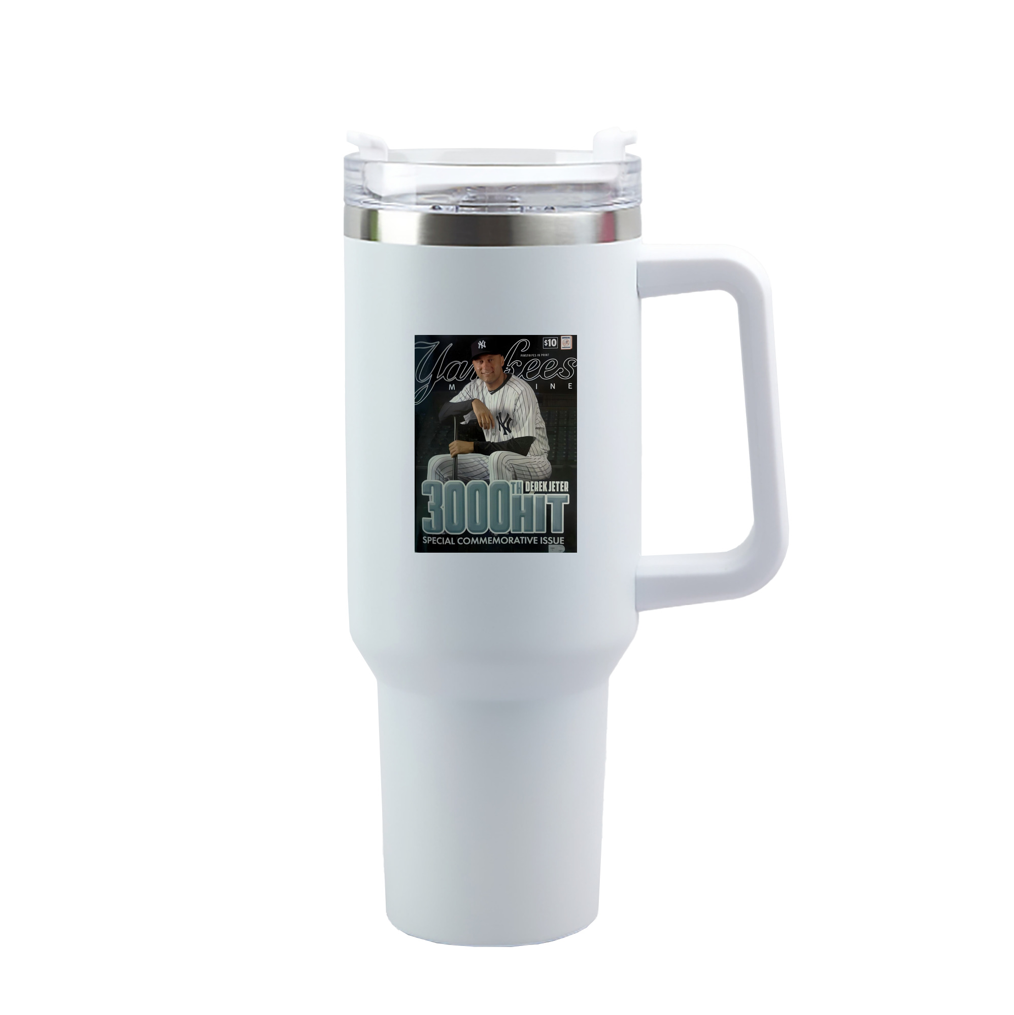 Derek Jeter 43 40oz Handle Car Tumbler – Durable Stainless Steel Travel Mug With UV Print – Double Wall Insulated, Fits Most Car Cup Holders