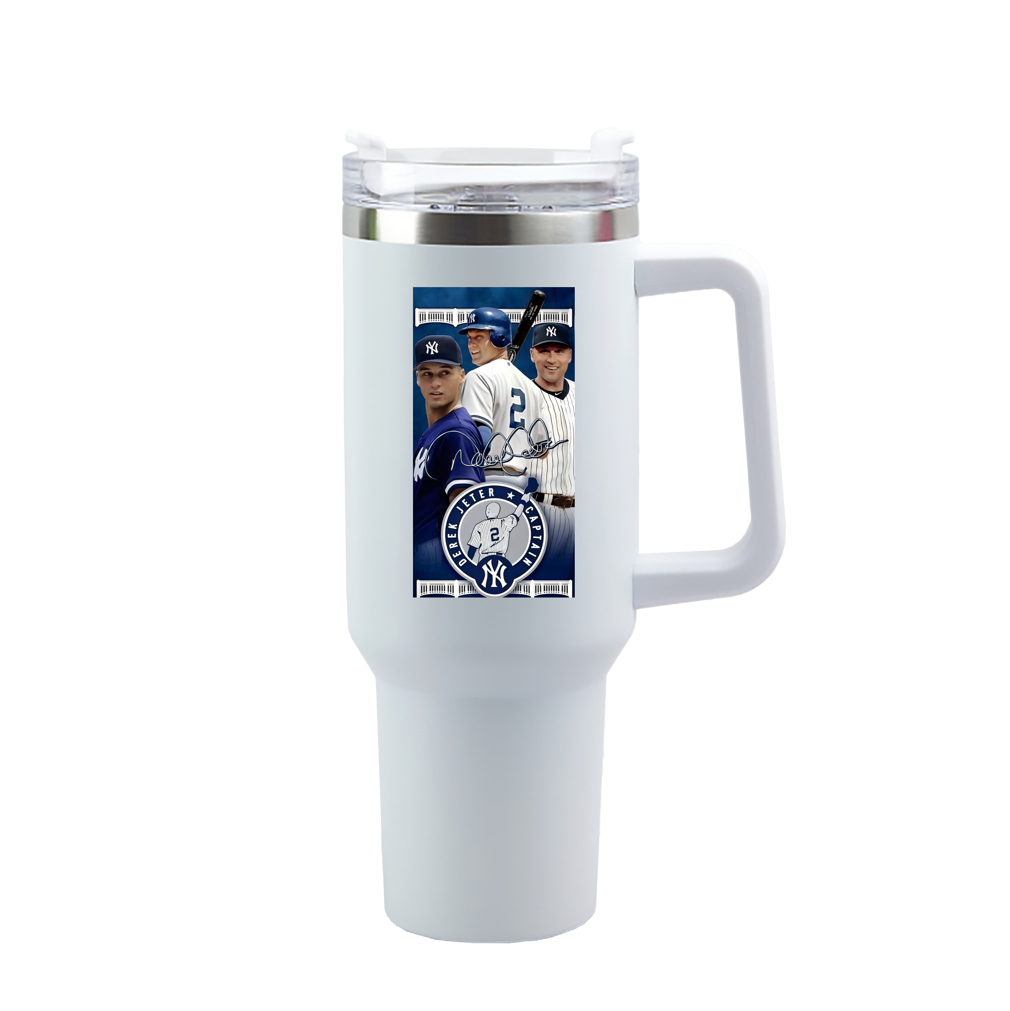 Derek Jeter 47 40oz Handle Car Tumbler – Durable Stainless Steel Travel Mug With UV Print – Double Wall Insulated, Fits Most Car Cup Holders