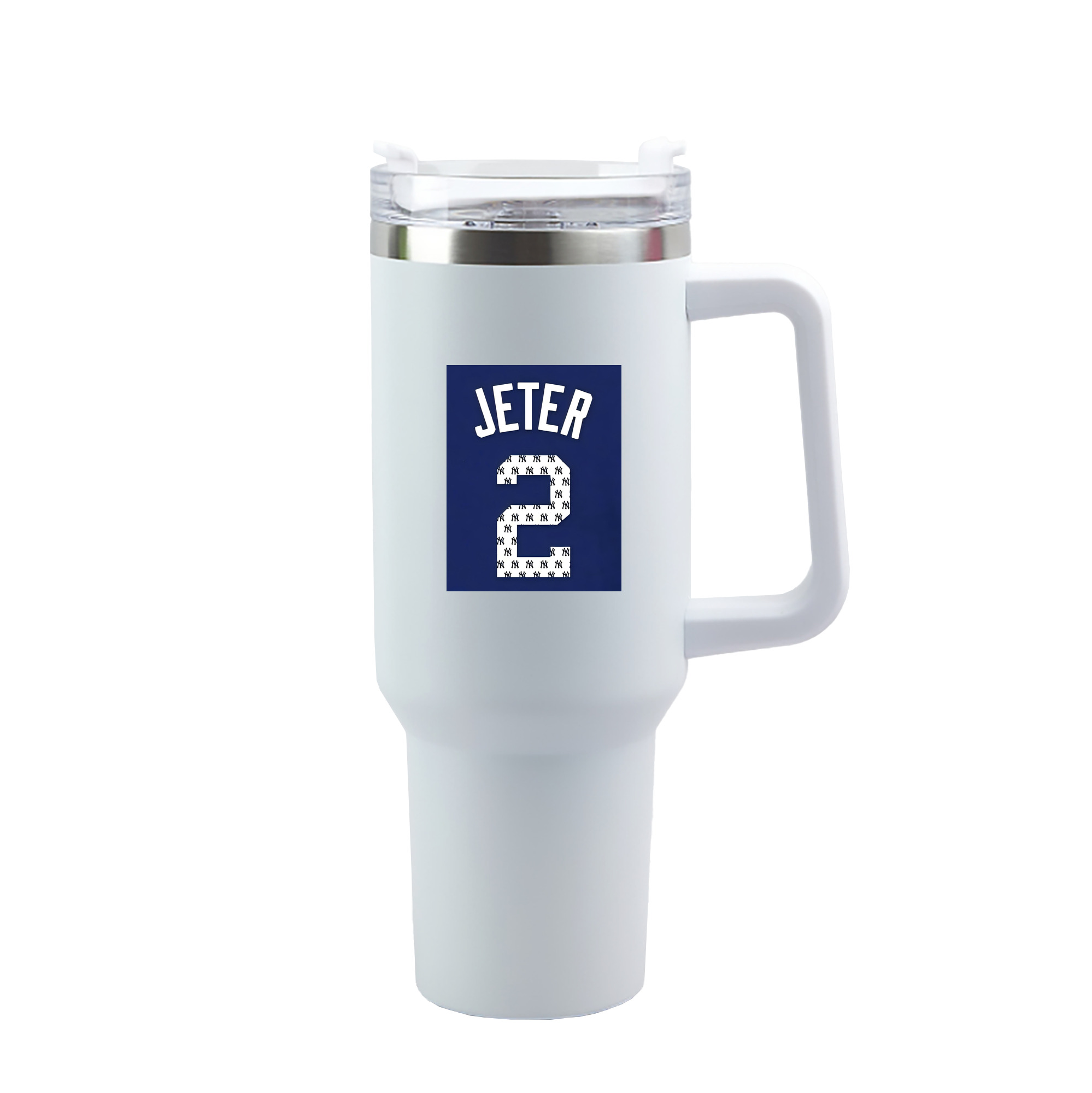 Derek Jeter 50 40oz Handle Car Tumbler – Durable Stainless Steel Travel Mug With UV Print – Double Wall Insulated, Fits Most Car Cup Holders
