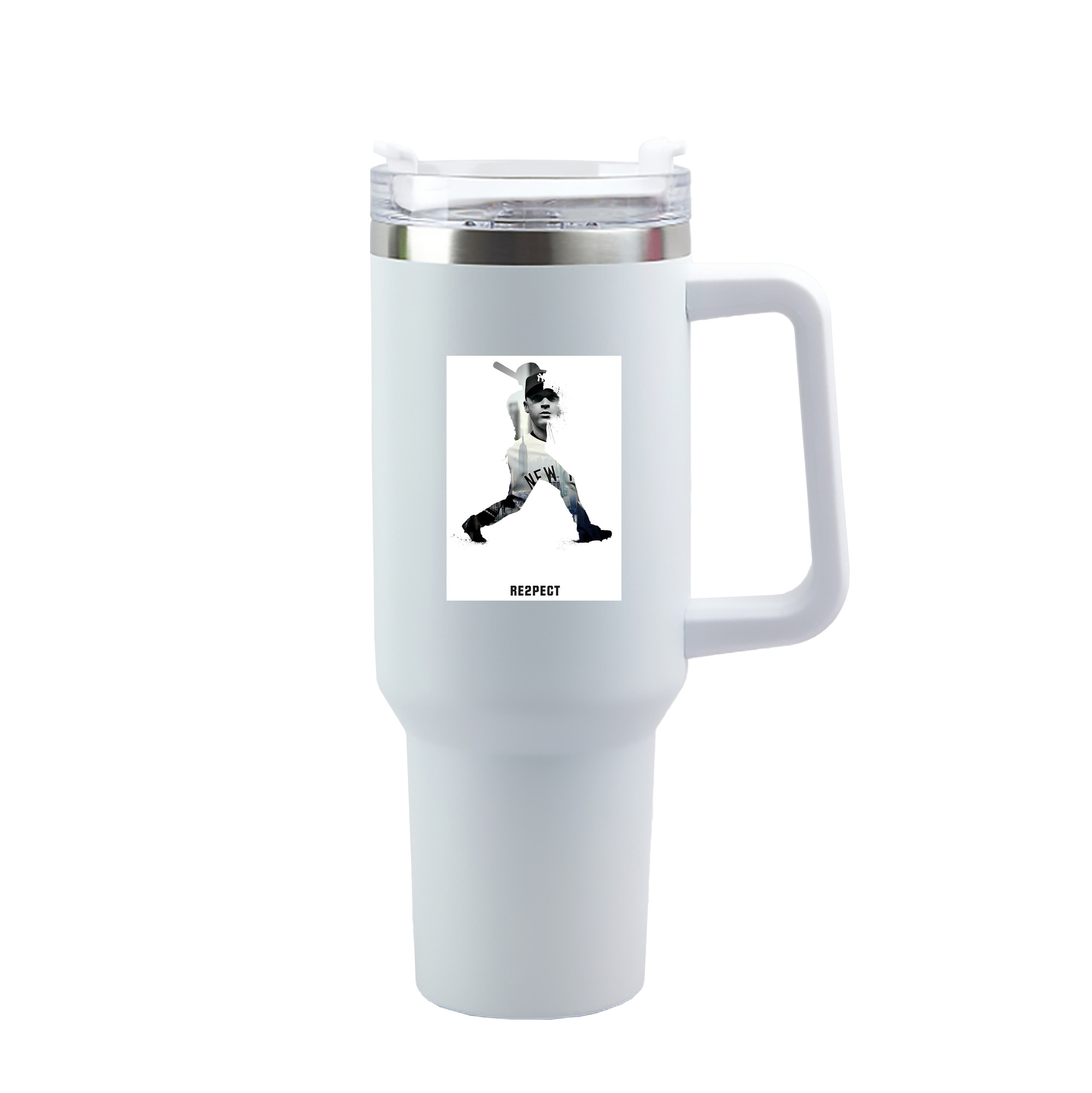 Derek Jeter 54 40oz Handle Car Tumbler – Durable Stainless Steel Travel Mug With UV Print – Double Wall Insulated, Fits Most Car Cup Holders