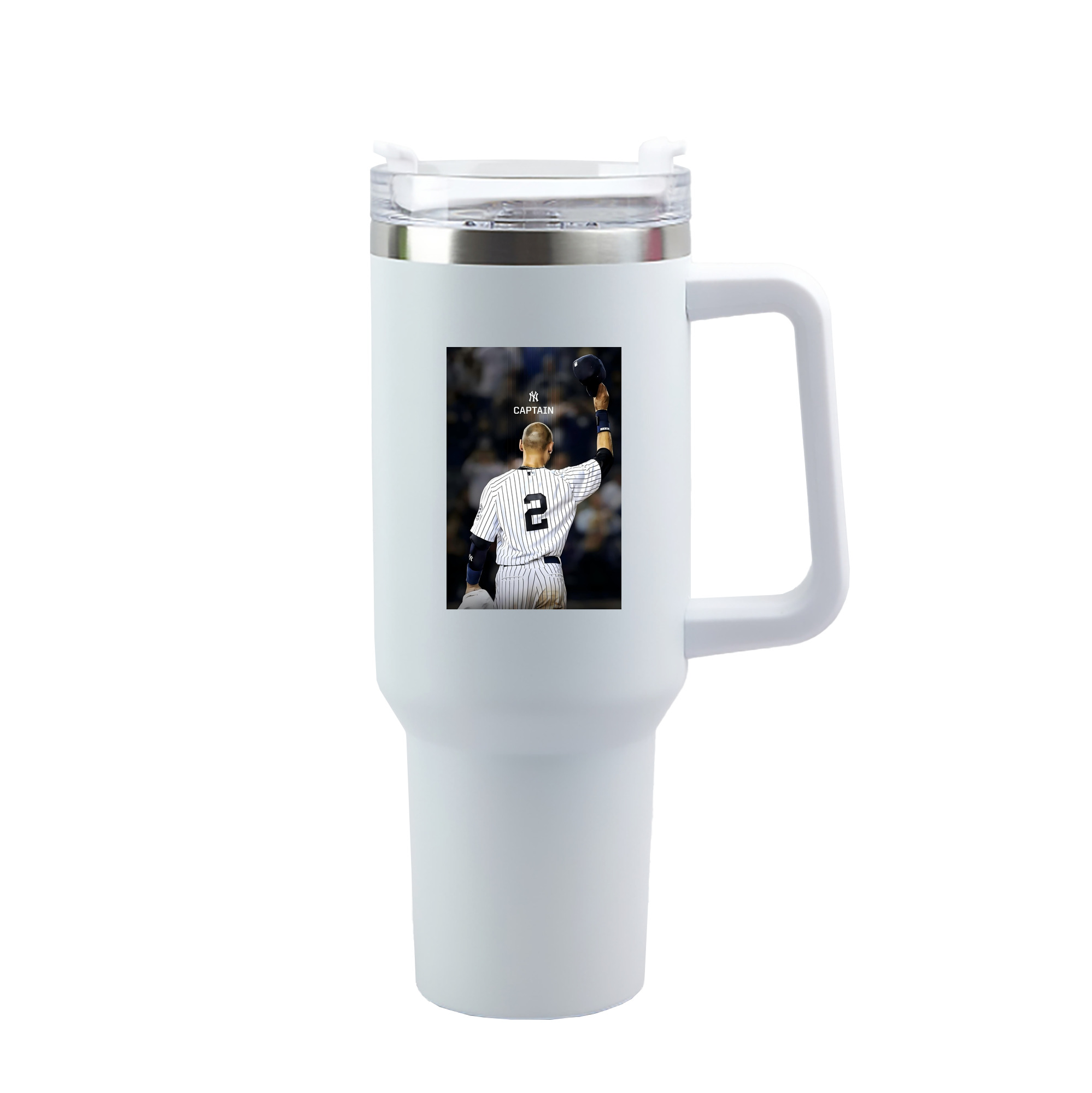 Derek Jeter 56 40oz Handle Car Tumbler – Durable Stainless Steel Travel Mug With UV Print – Double Wall Insulated, Fits Most Car Cup Holders